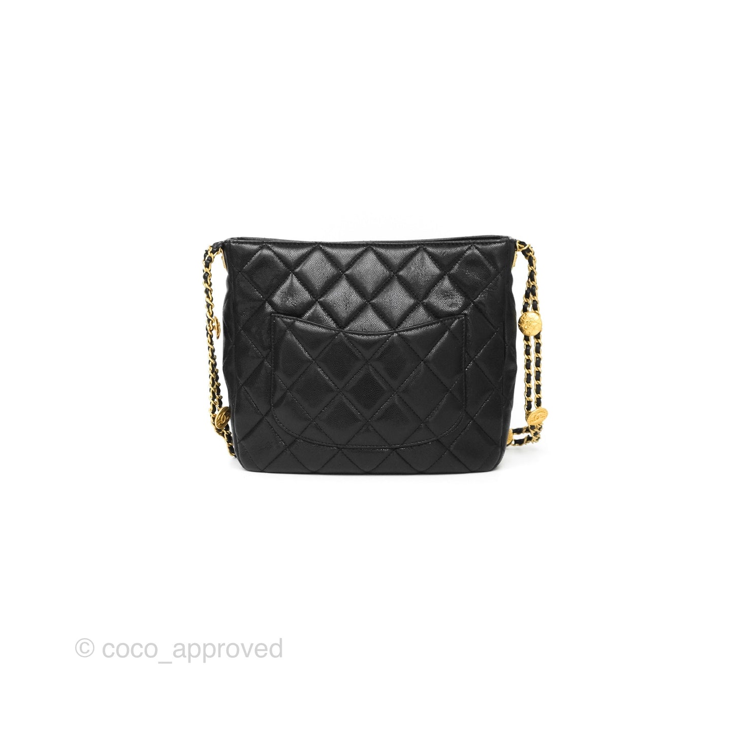 Chanel Twist Your Buttons Hobo Bag Black Shiny Soft Caviar Aged Gold Hardware 22A