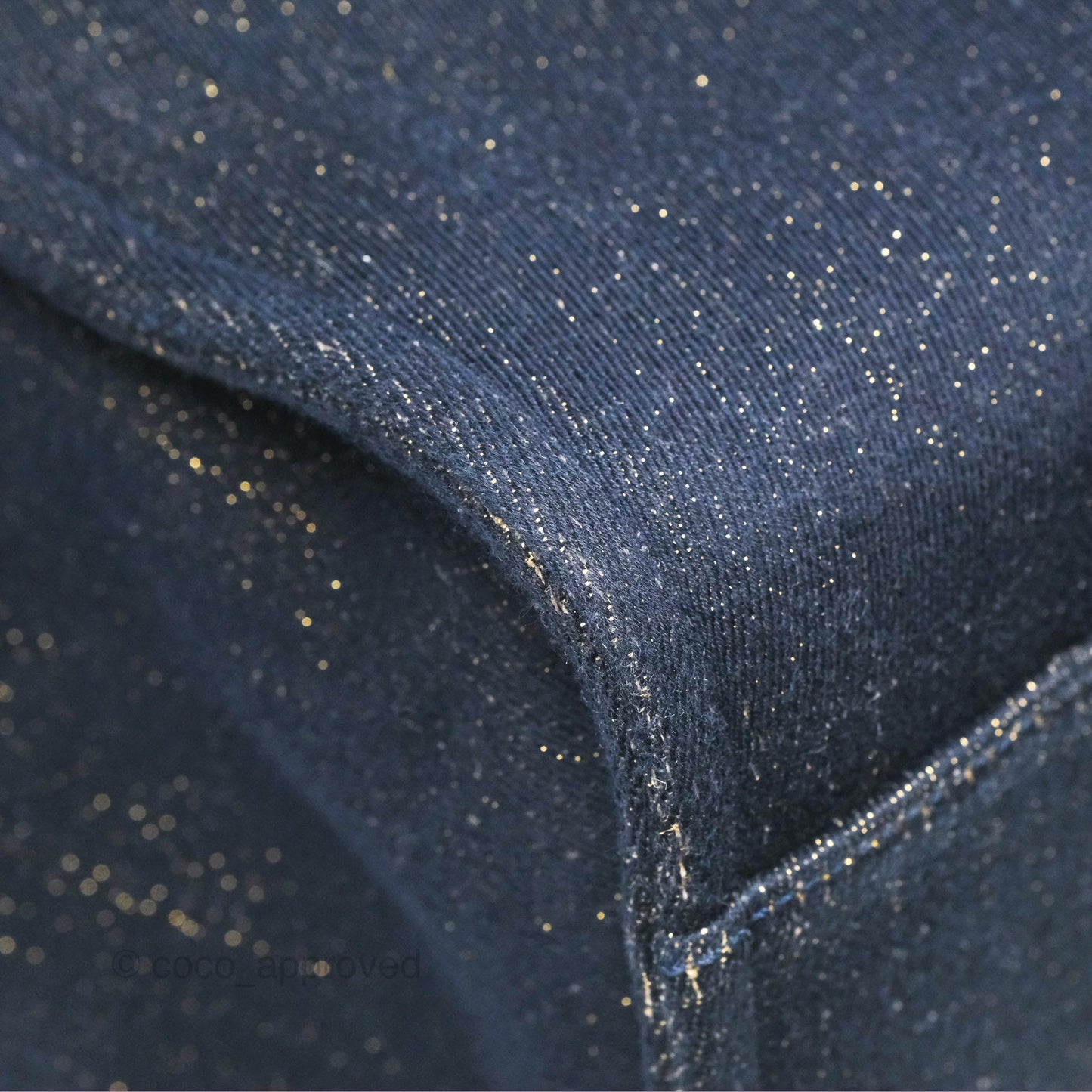 Chanel Large Deauville Navy Glitter Canvas Gold Hardware