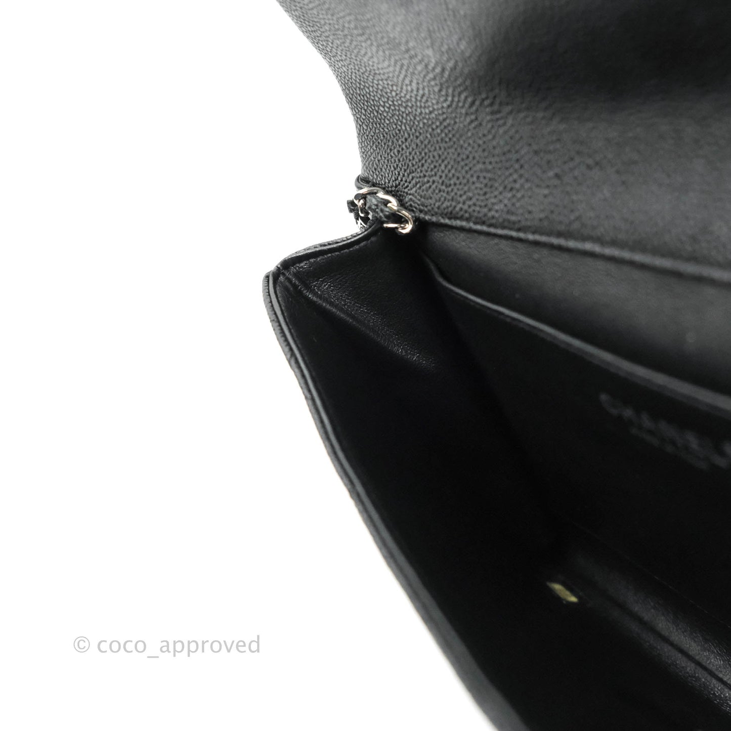 Chanel Quilted Clutch with Chain Black Caviar Silver Hardware