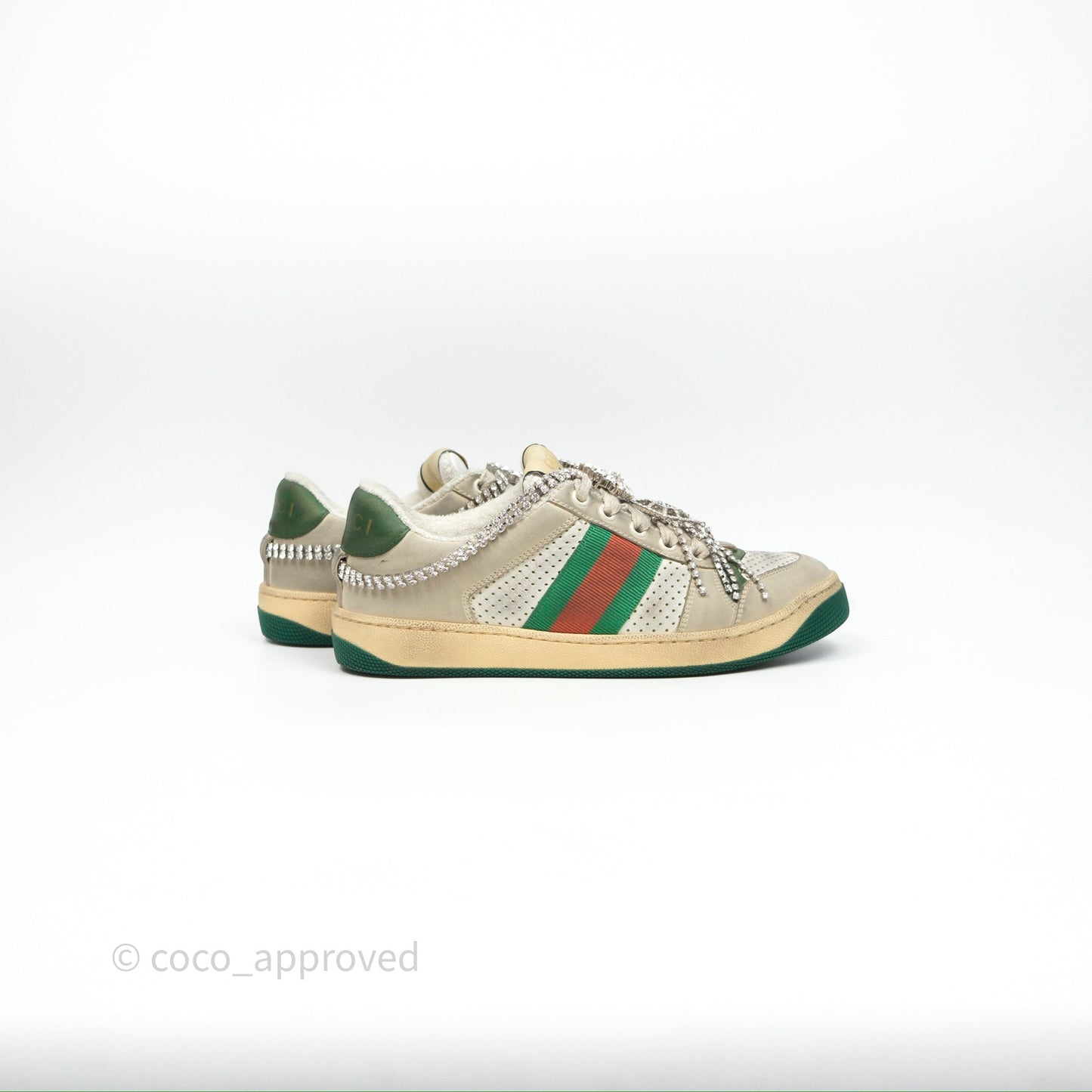 Gucci Crystals Embellished Low Top Sneakers Size 37