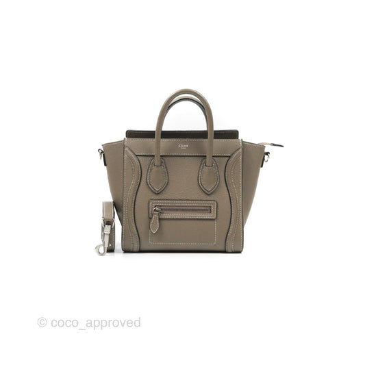 Celine Nano Luggage in Souris Drummed Calfskin