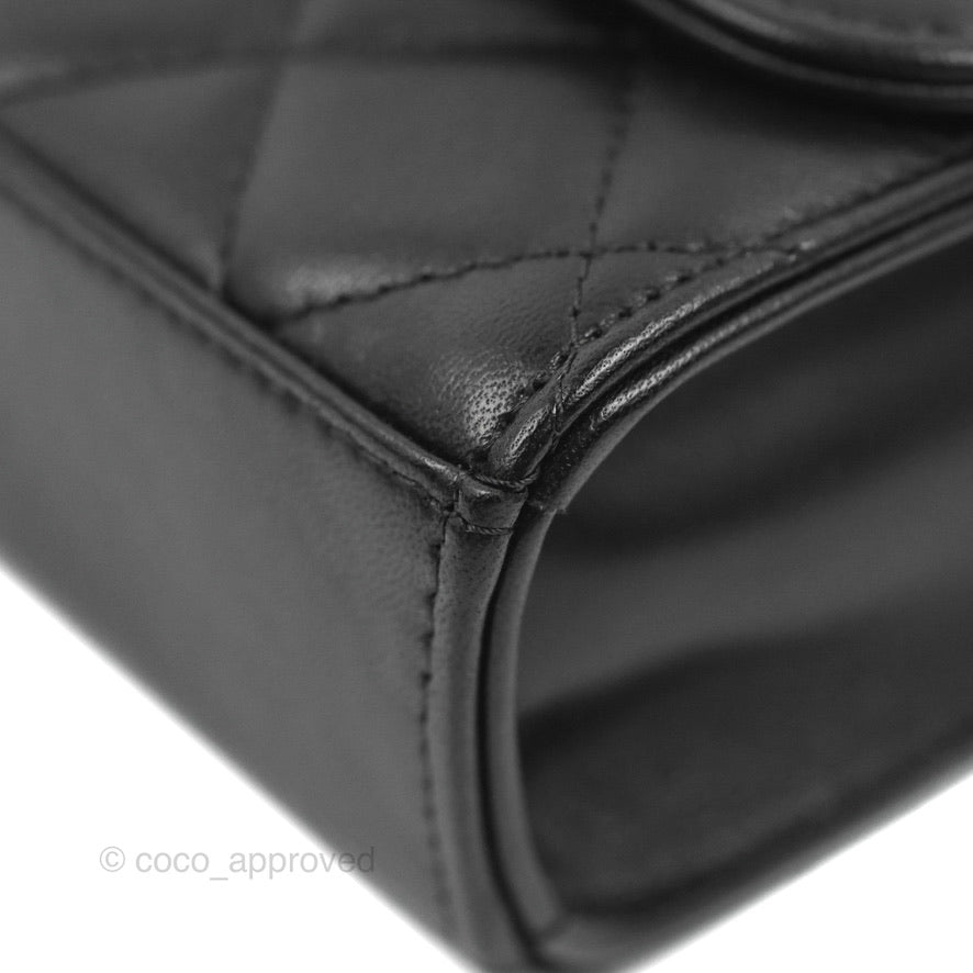 Chanel Small Quilted Trendy CC Clutch With Chain Black Lambskin Gold Hardware