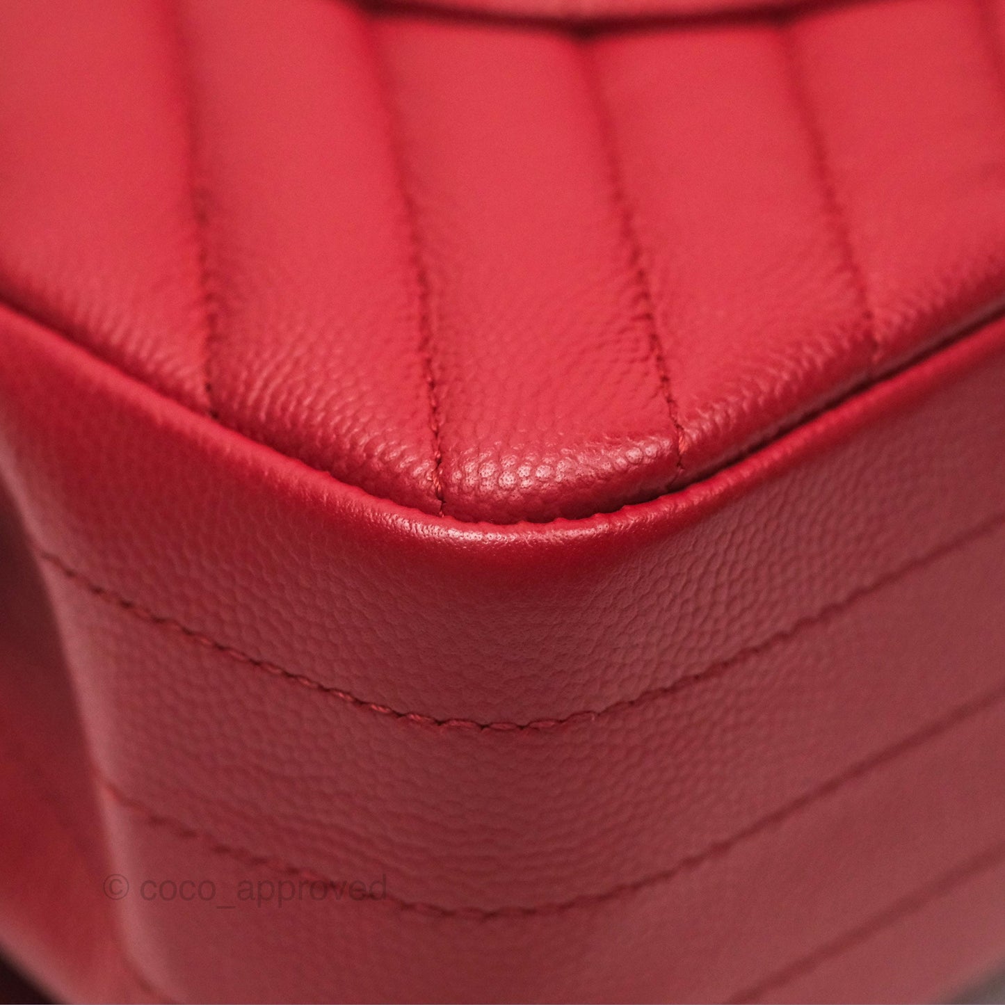 Chanel Medium Classic Flap Chevron Red Caviar Silver Hardware