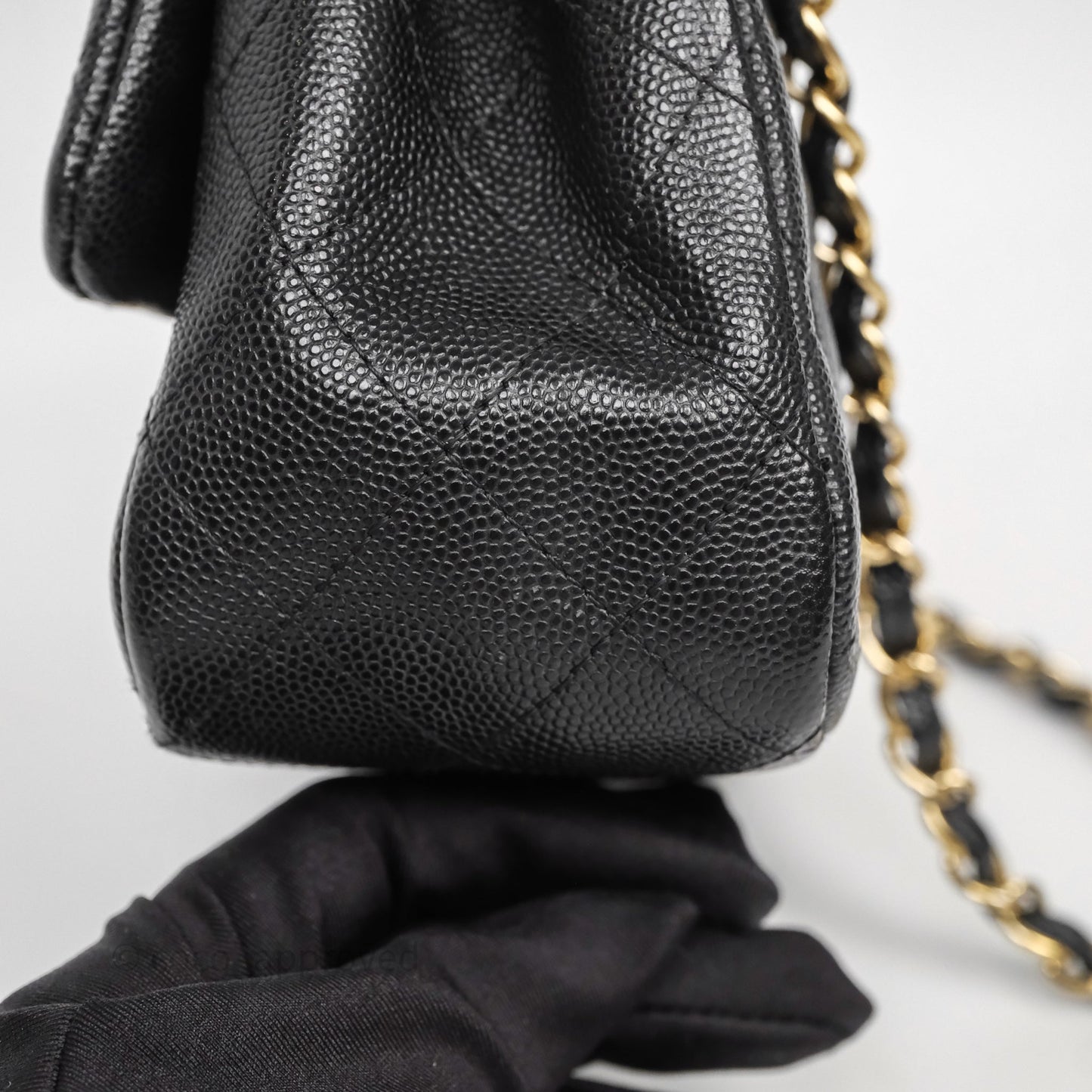 Chanel Mini Square Quilted Black Caviar Gold Hardware