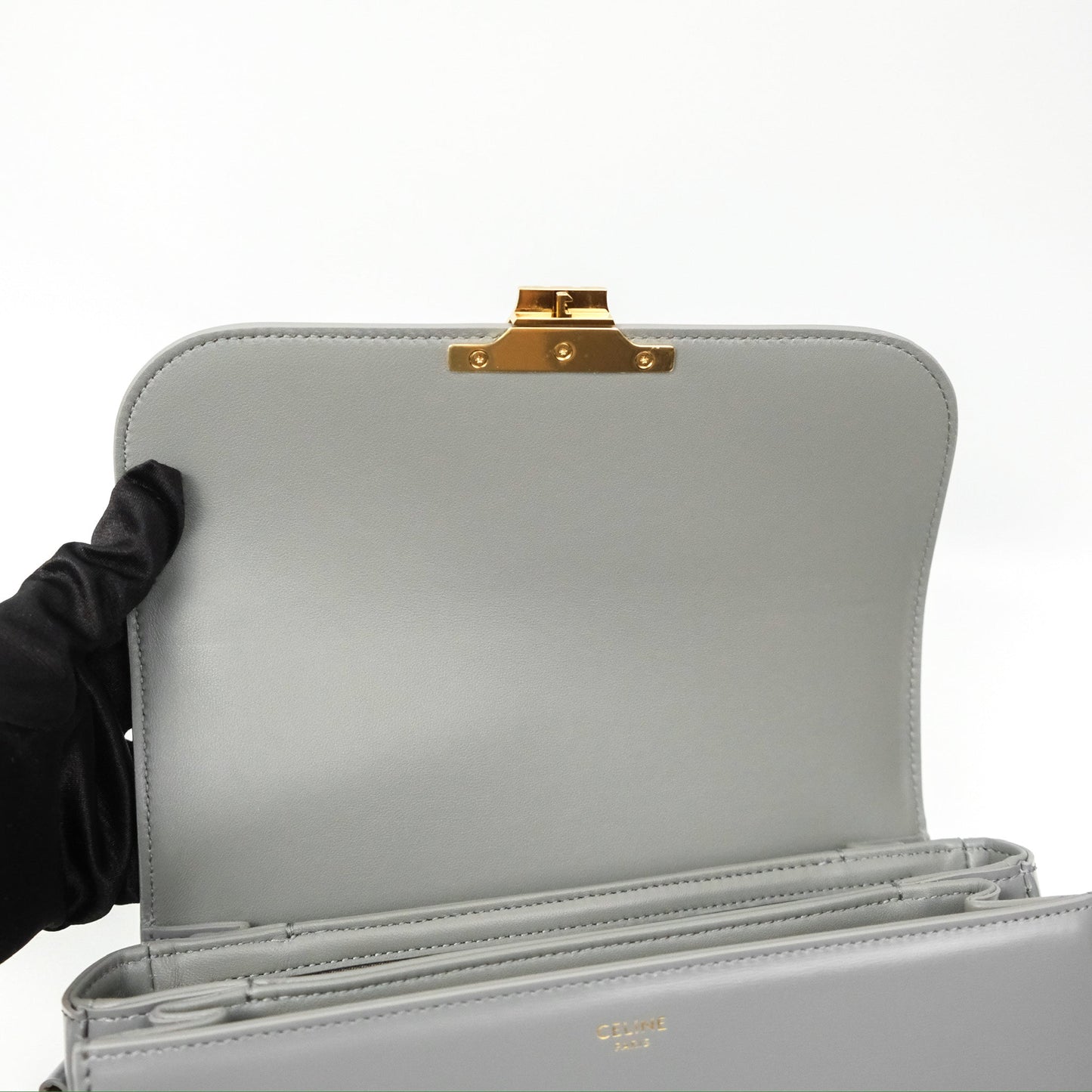 Celine Medium Triomphe Bag Zinc Shiny Calfskin