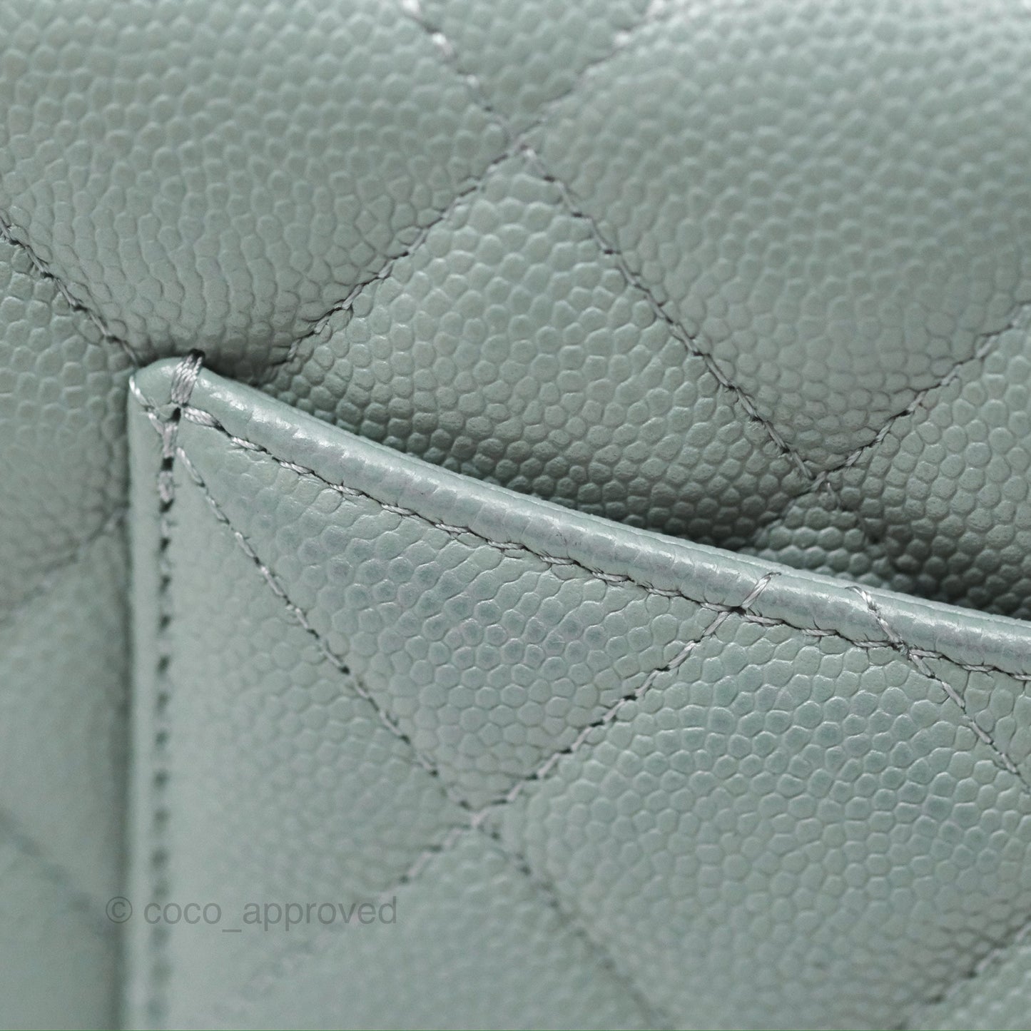 Chanel Quilted Classic Wallet on Chain WOC Green Caviar Silver Hardware