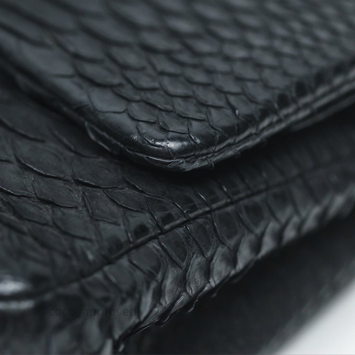 Chanel Classic M/L Medium Flap So Black Python Black Hardware