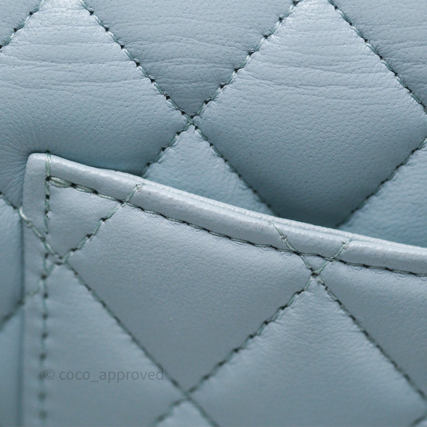 Chanel Top Handle Mini Rectangular Flap Light Blue Lambskin Gold Hardware