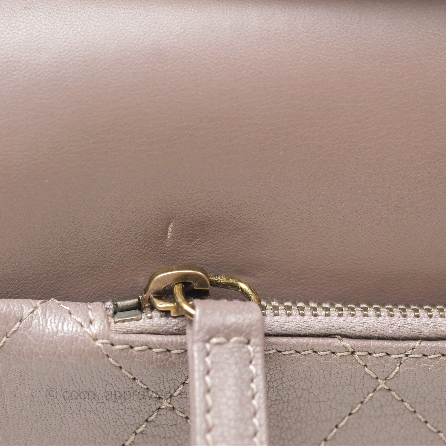 Chanel Coco Curve Flap Burnished Lilac Grey Calfskin Goatskin Antique Gold Hardware