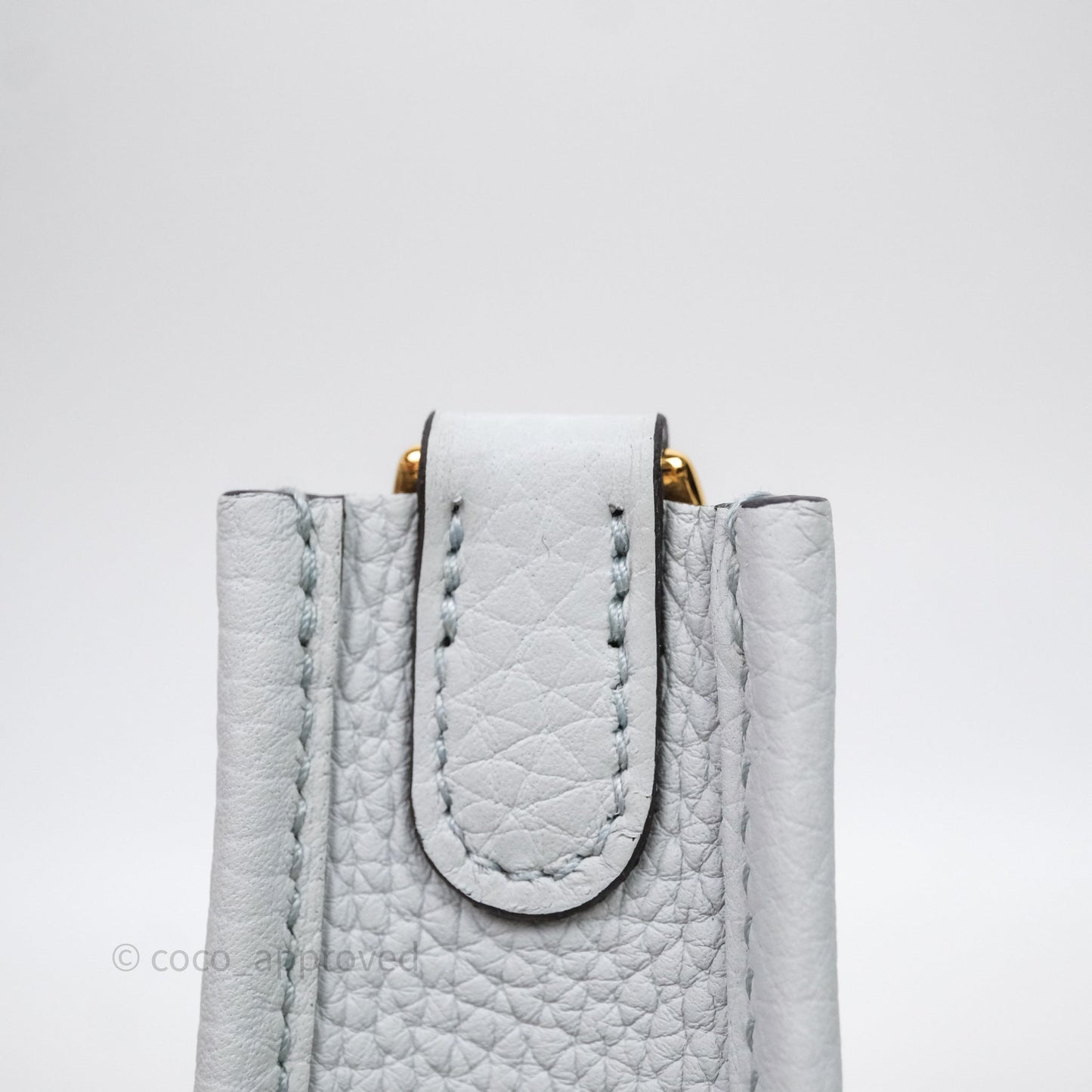 Hermès Mini Evelyne 16 Bleu Pale 08 Clemence Gold Hardware