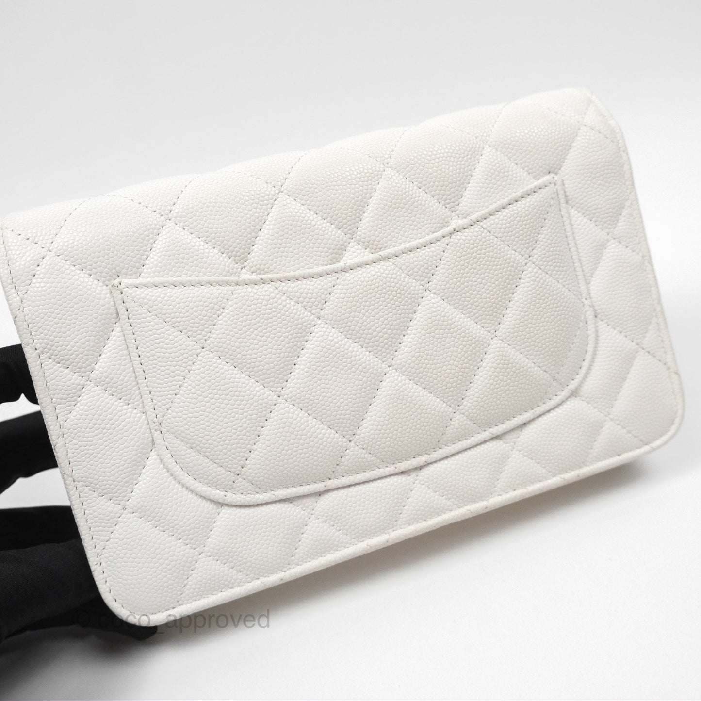 Chanel Quilted Classic Wallet on Chain WOC White Caviar Gold Hardware