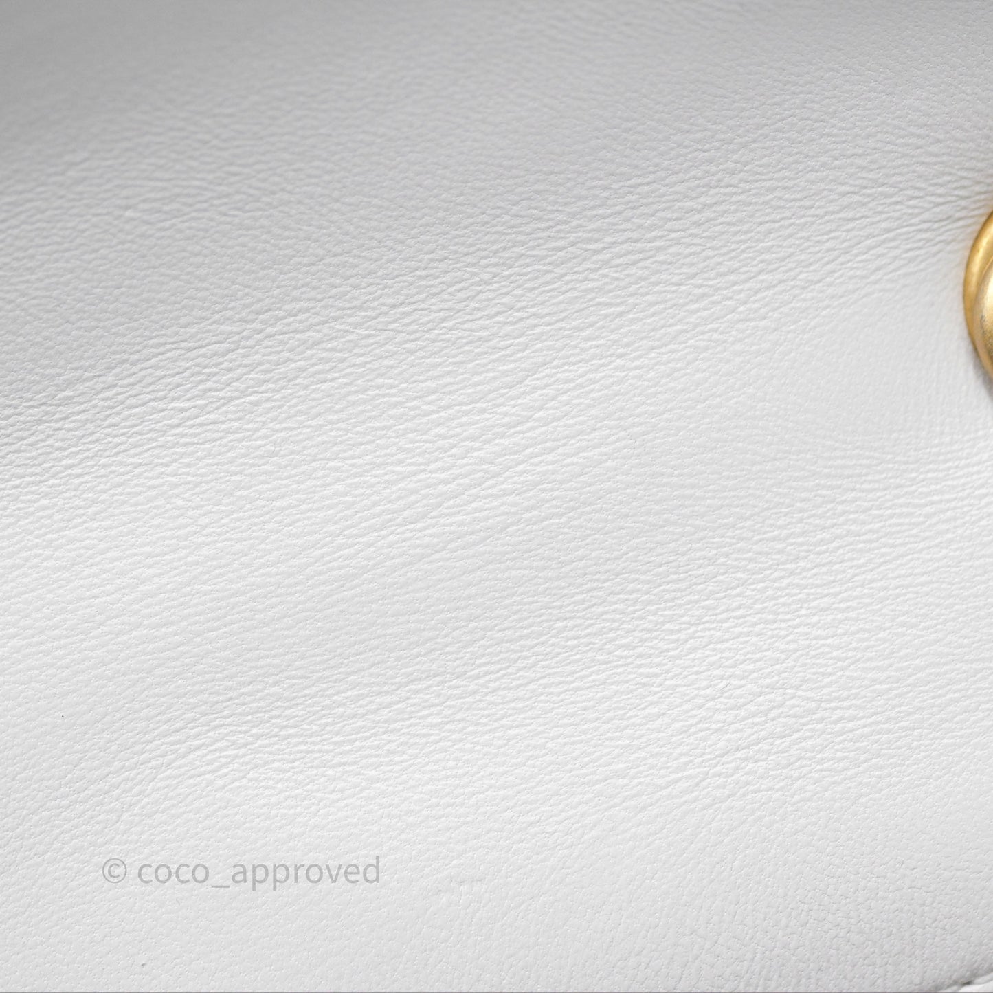 Chanel Small Flap Bag White Lambskin Aged Gold and Lacquered Metal 22S