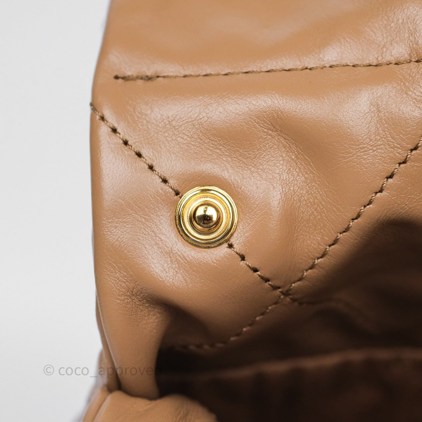 Chanel 22 Small Beige Shiny Calfskin Aged Gold Hardware