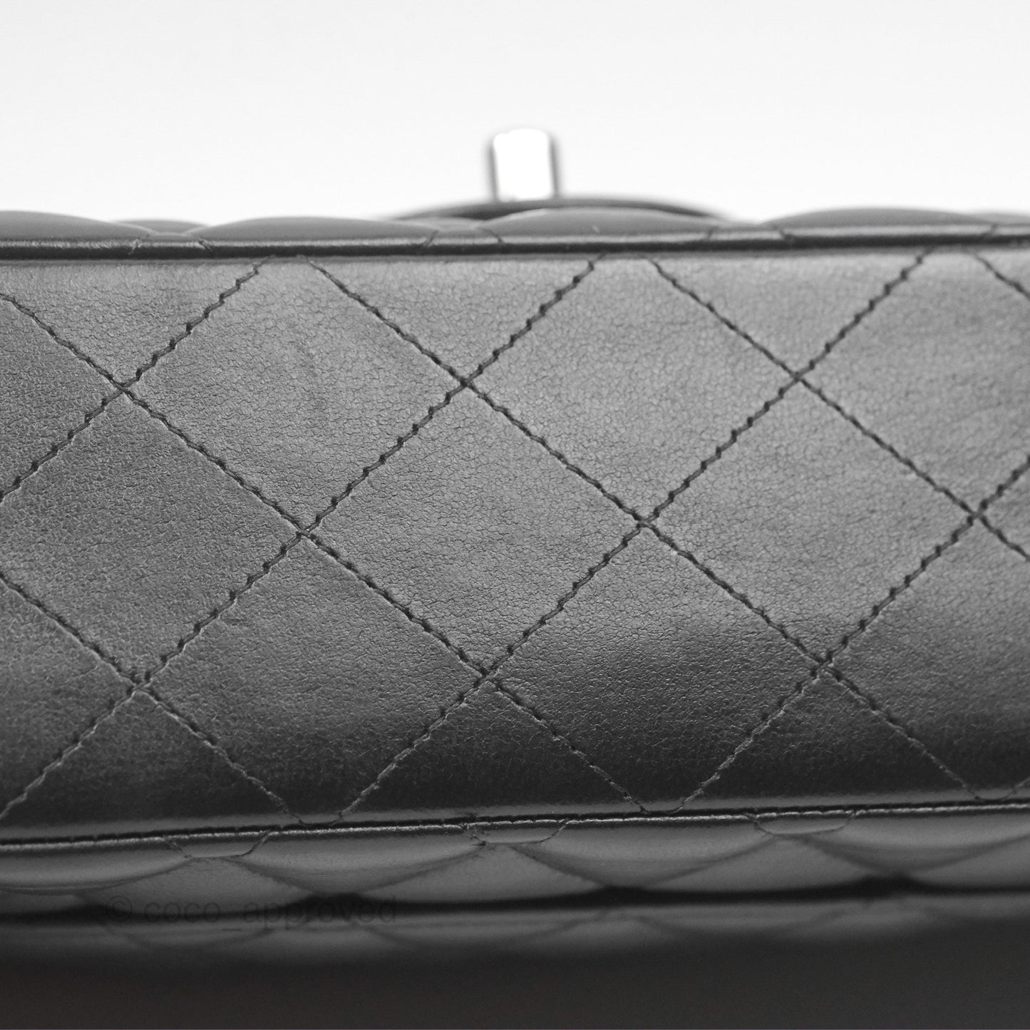 Chanel Classic M/L Medium Flap Quilted Black Lambskin Silver Hardware