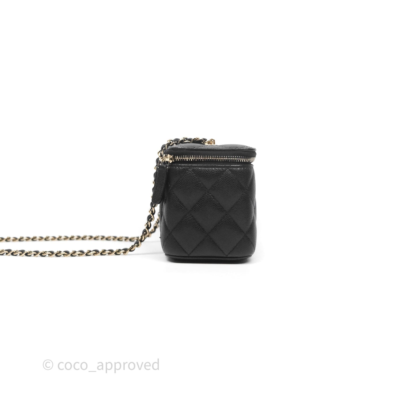 Chanel Vanity Rectangular With Chain Black Caviar Gold Hardware