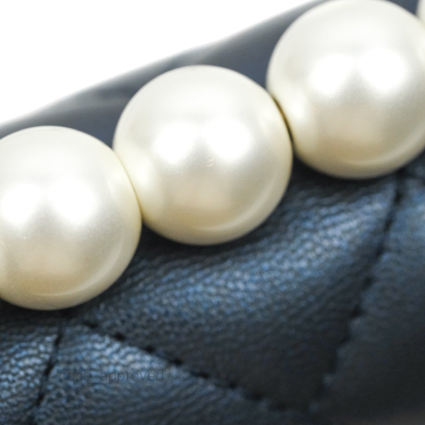 Chanel Quilted Chic Pearls Flap Iridescent Navy Lambskin Aged Gold Hardware
