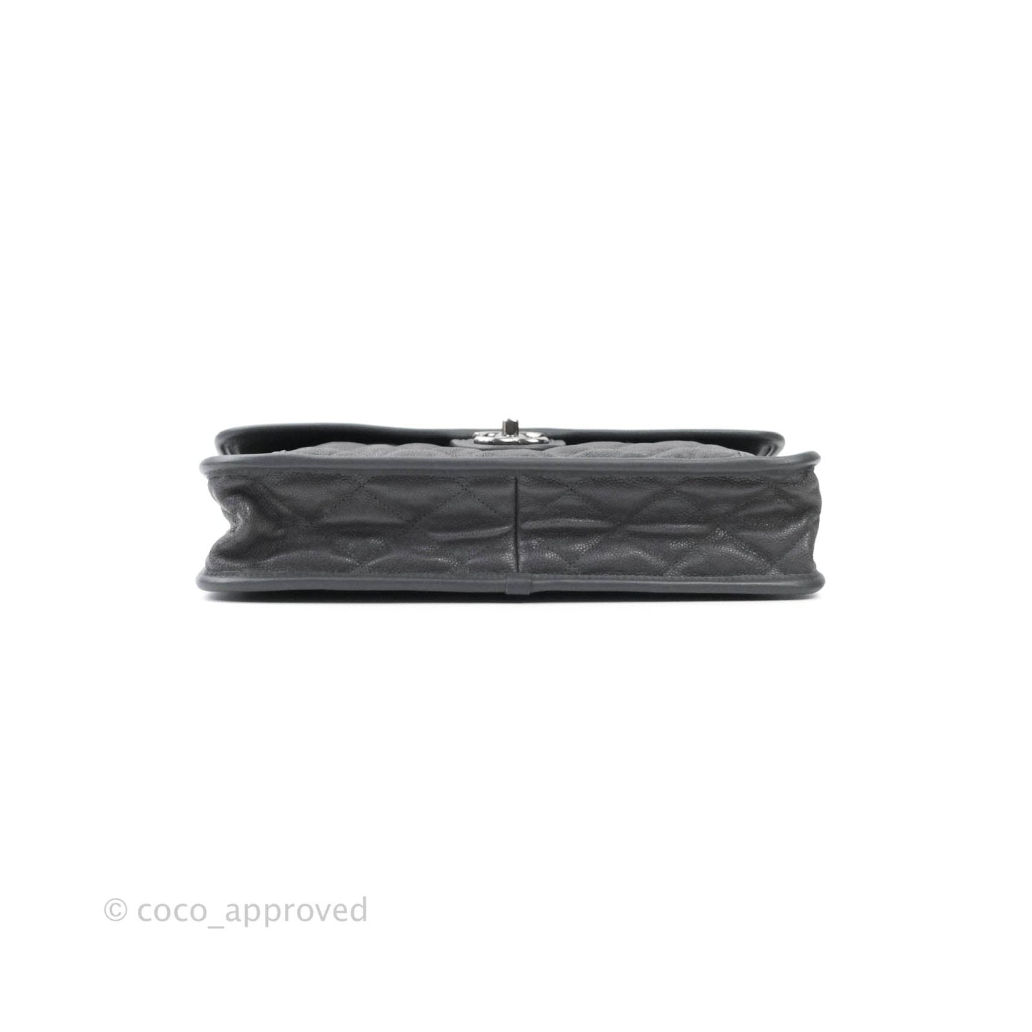 Chanel French Riviera Quilted Large Flap Bag Caviar Grey Silver Hardware