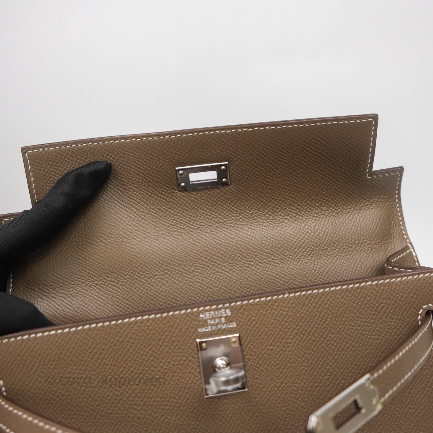 Hermes Kelly 25 Etoupe 18 Epsom Palladium Hardware