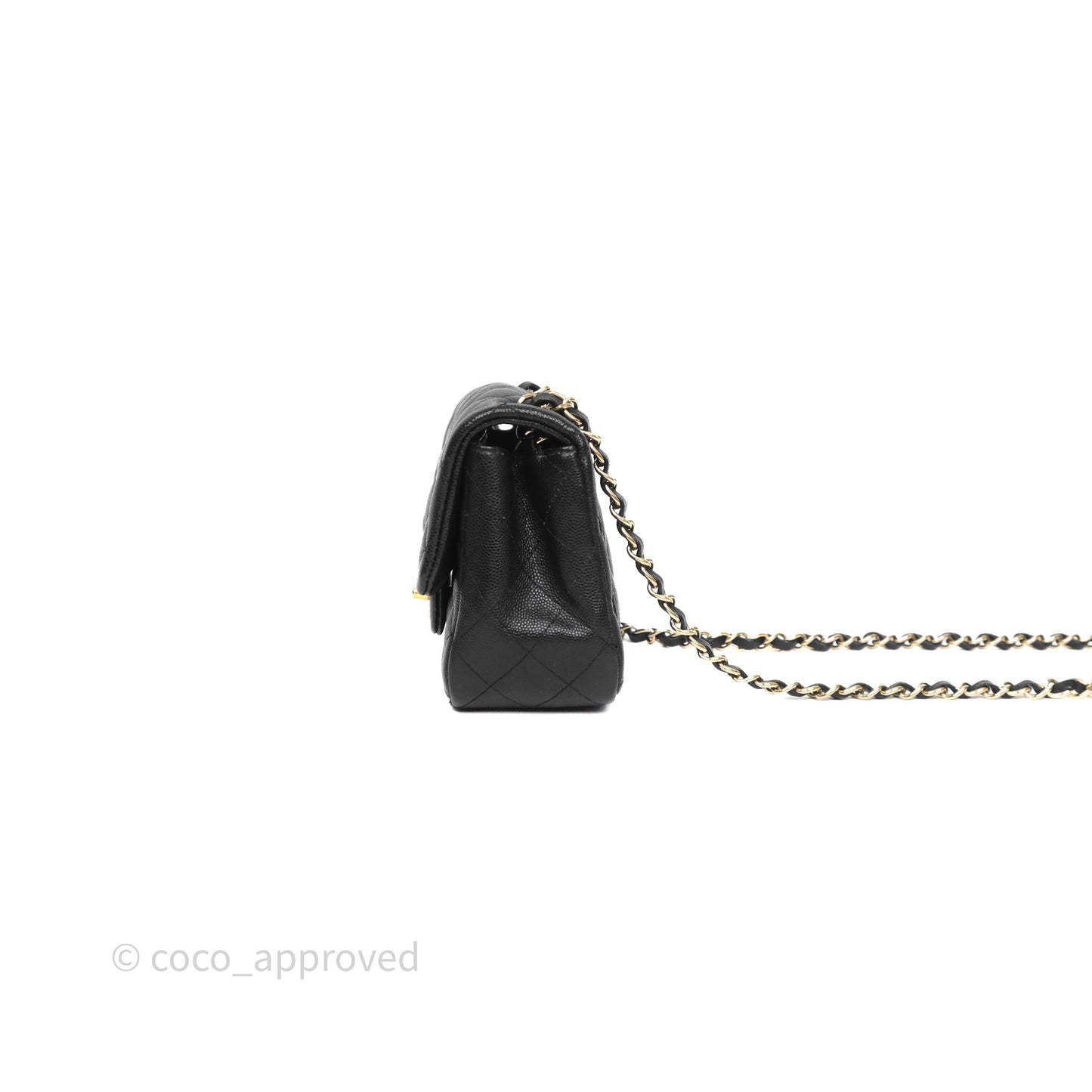 Chanel Mini Square Quilted Black Caviar Gold Hardware