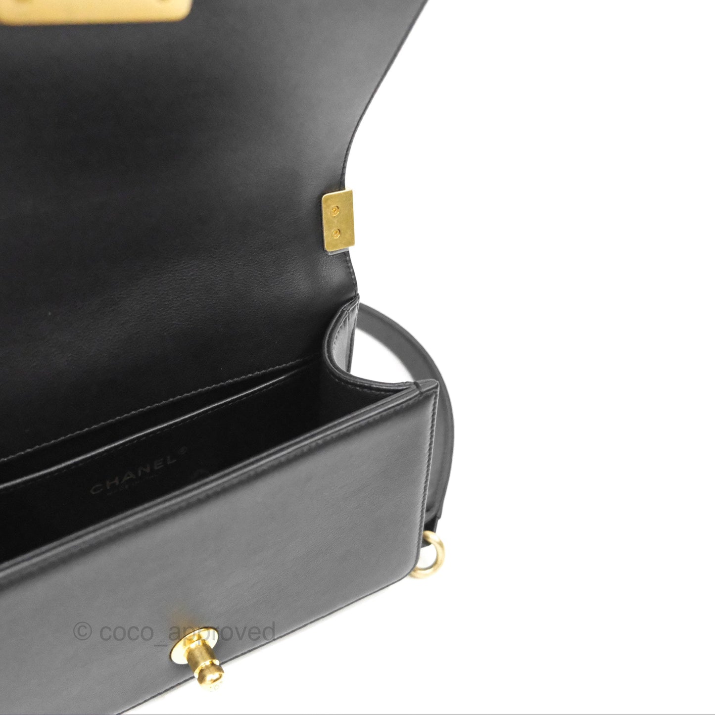 Chanel Small Boy Black Calfskin Gold Hardware