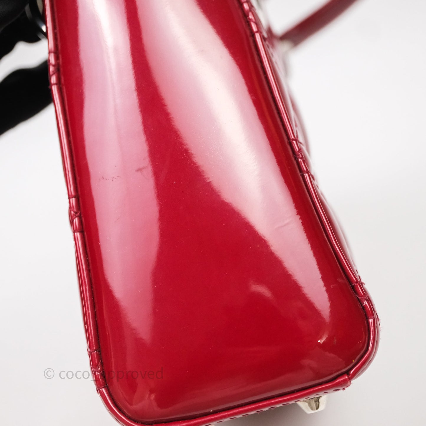 Christian Dior Mini Lady Dior Red Patent Cannage Silver Hardware