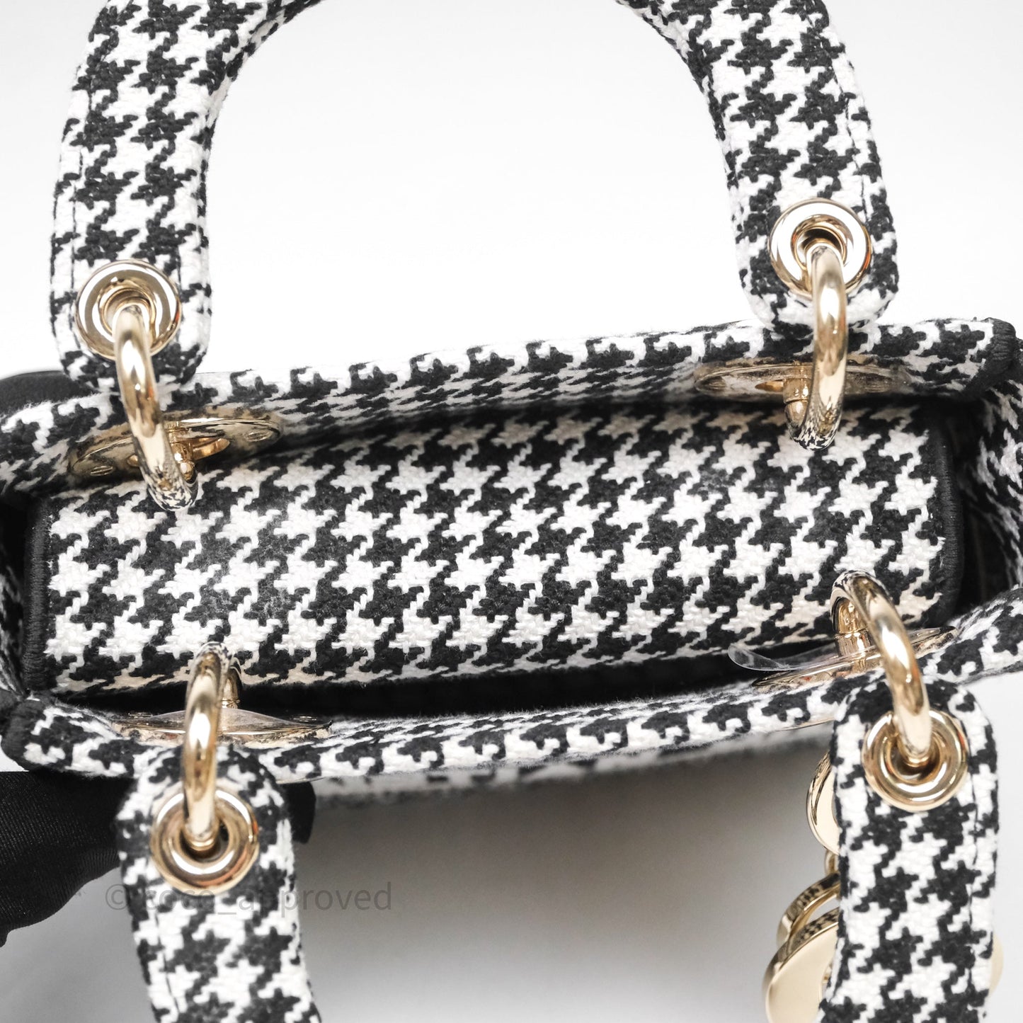 Christian Dior Mini Lady D-Lite Bag Black White Houndstooth