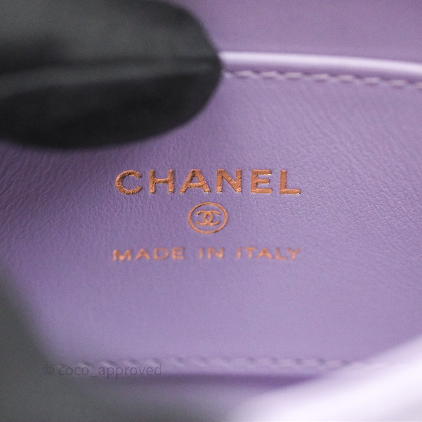 Chanel Mini Nano Kelly Bag Purple Shiny Calfskin Aged Gold Hardware