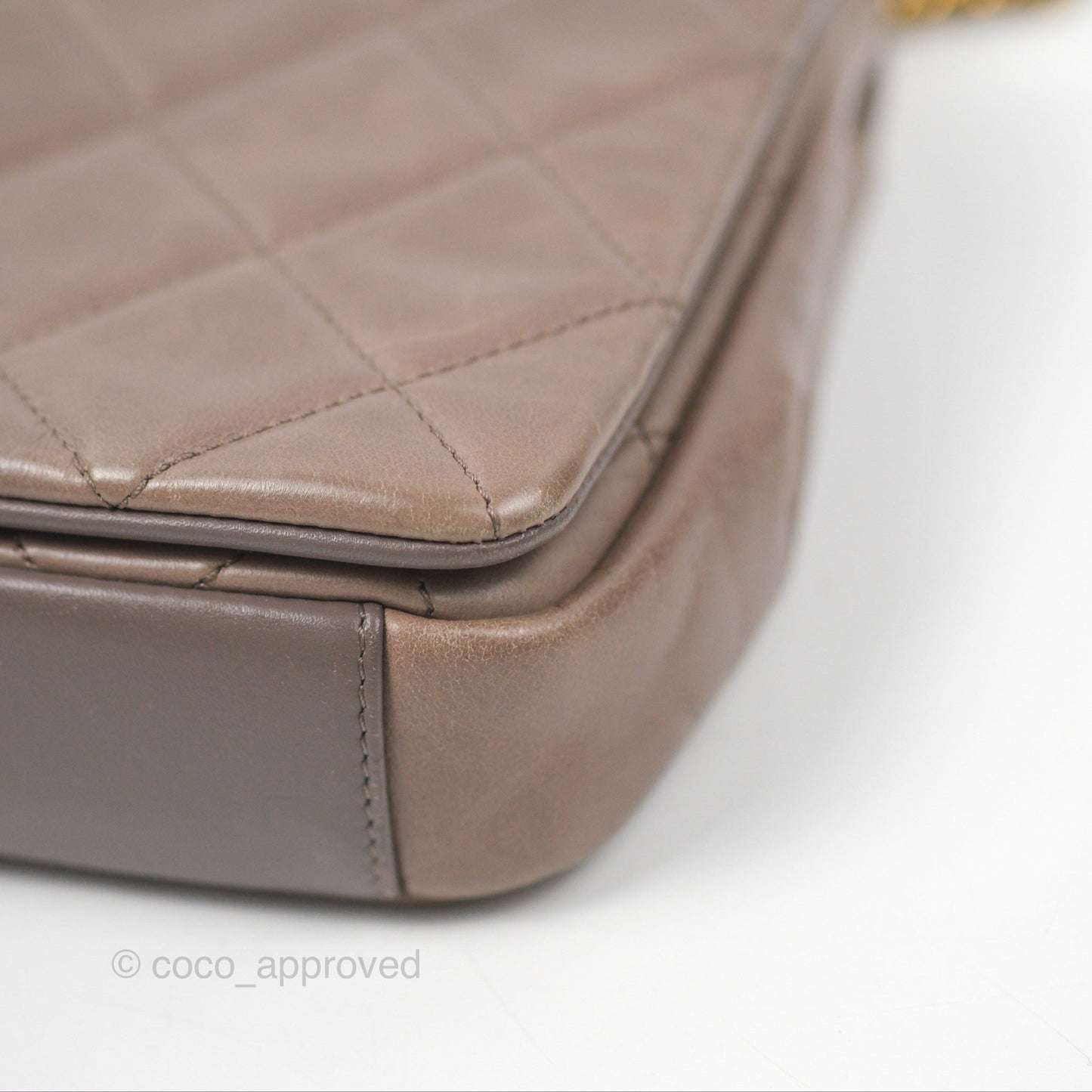 Chanel Gold Bar Single Flap Dark Grey Glazed Calfskin Gold Hardware