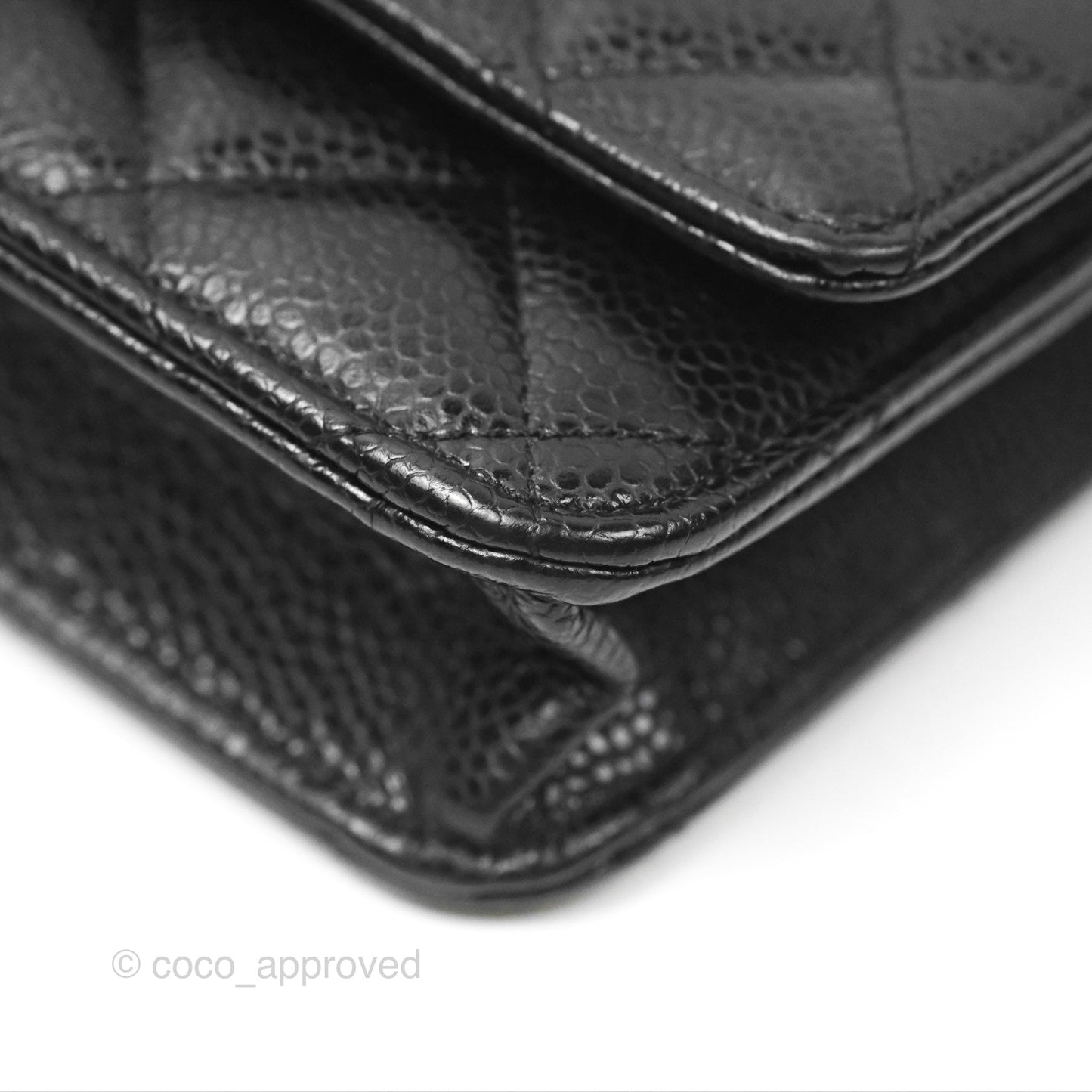 Chanel Classic Quilted Wallet On Chain WOC Black Caviar Gold Hardware