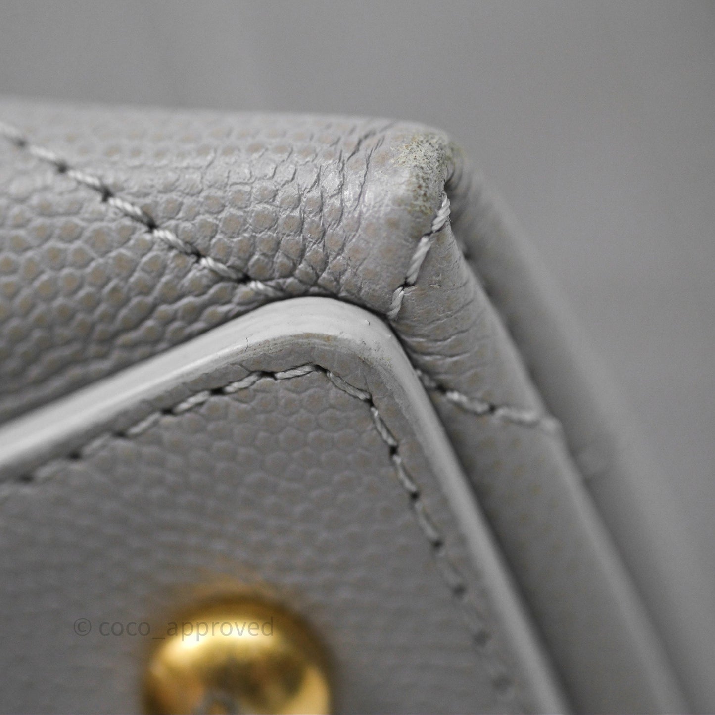 Chanel Drawstring Bucket Bag Grey Grained Calfskin Aged Gold Hardware