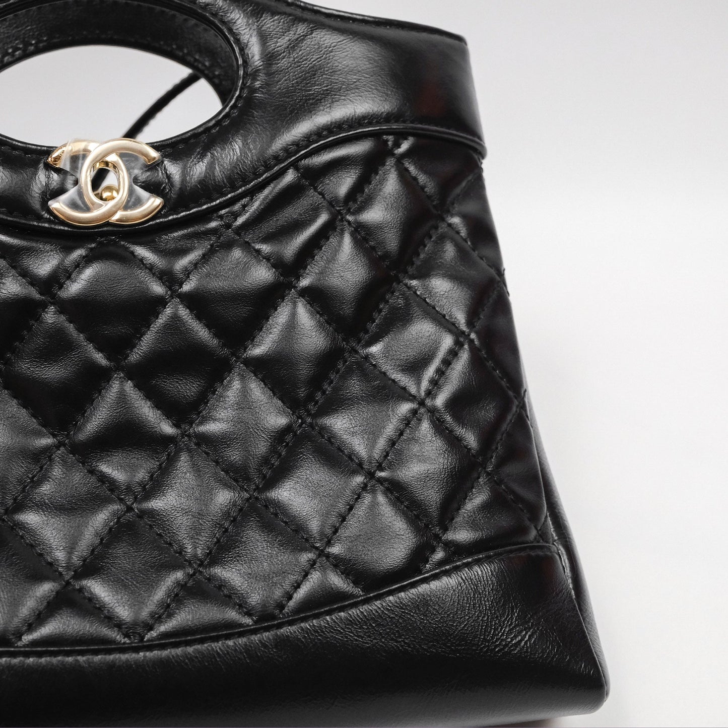 Chanel 31 Mini Black Shiny Lambskin Gold Hardware