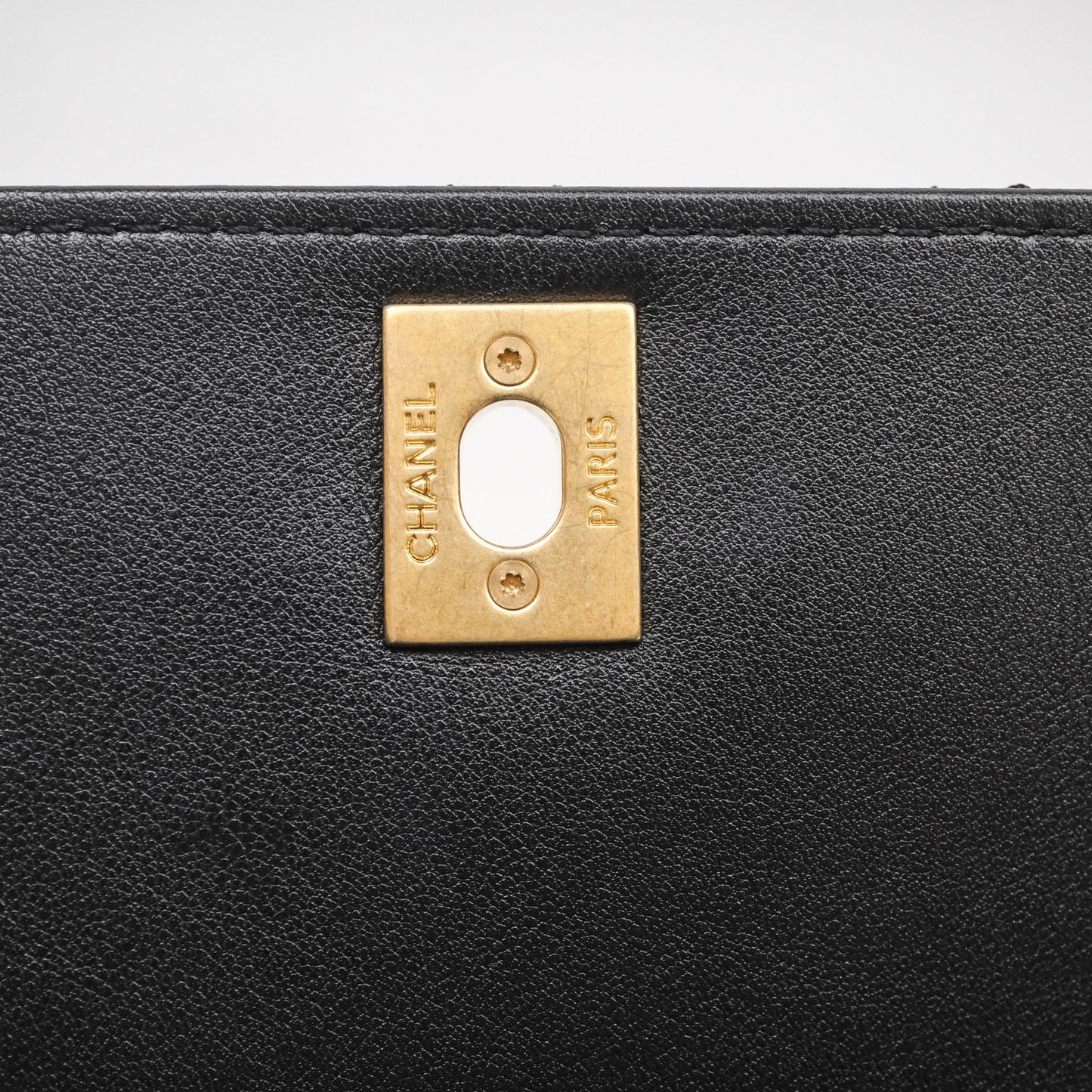 Chanel Pearl Chain Bag Black Calfskin Aged Gold Hardware