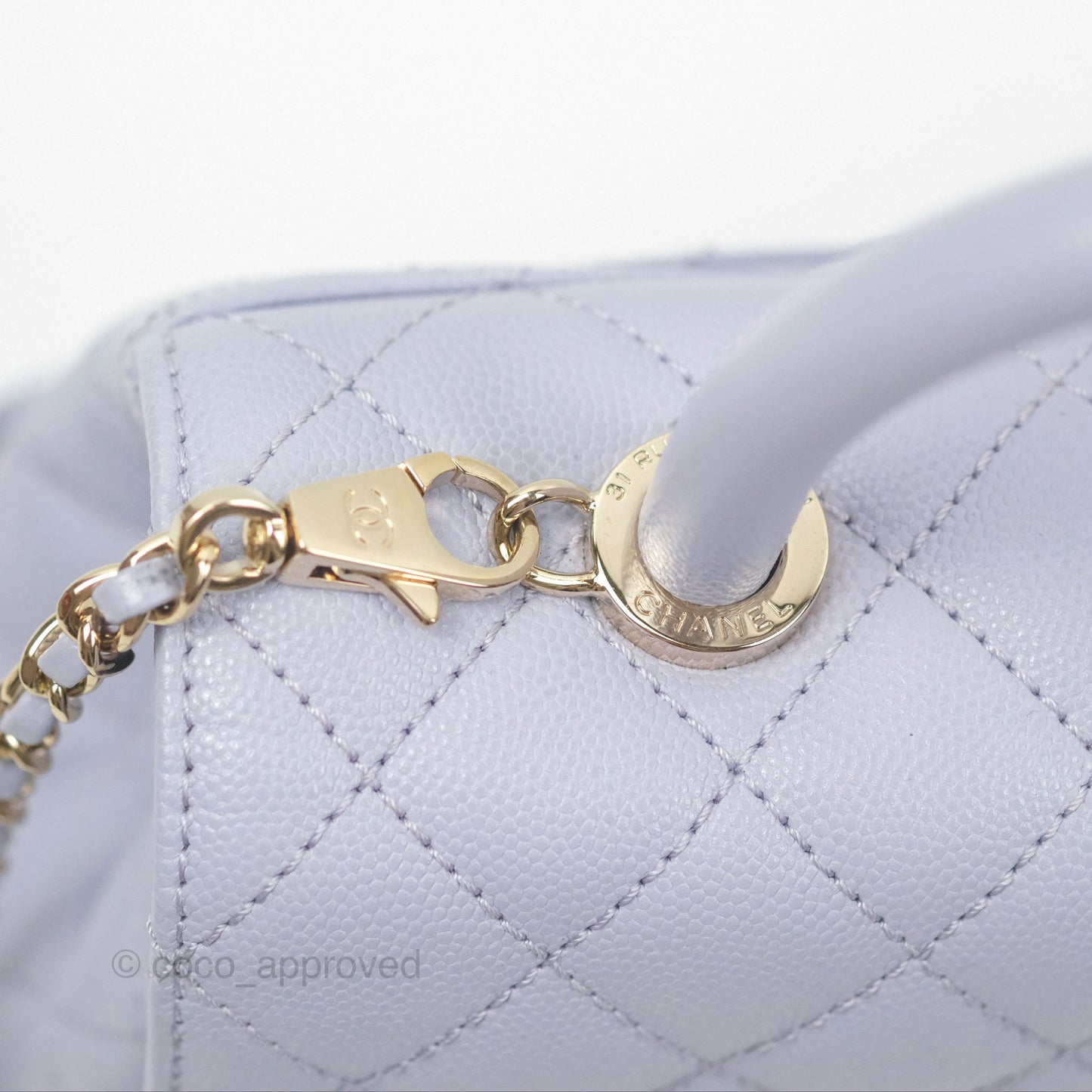 Chanel Small Coco Handle Quilted Purple Lilac Caviar Gold Hardware 21K