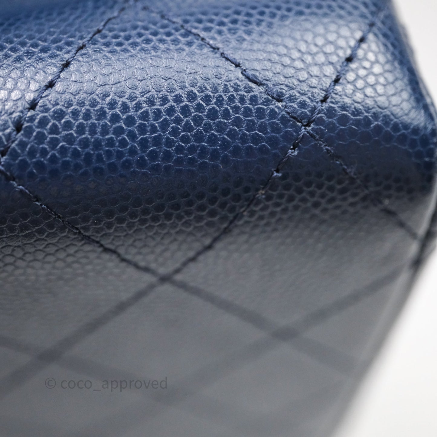 Chanel Medium Classic Flap Quilted Dark Blue Caviar Gold Hardware
