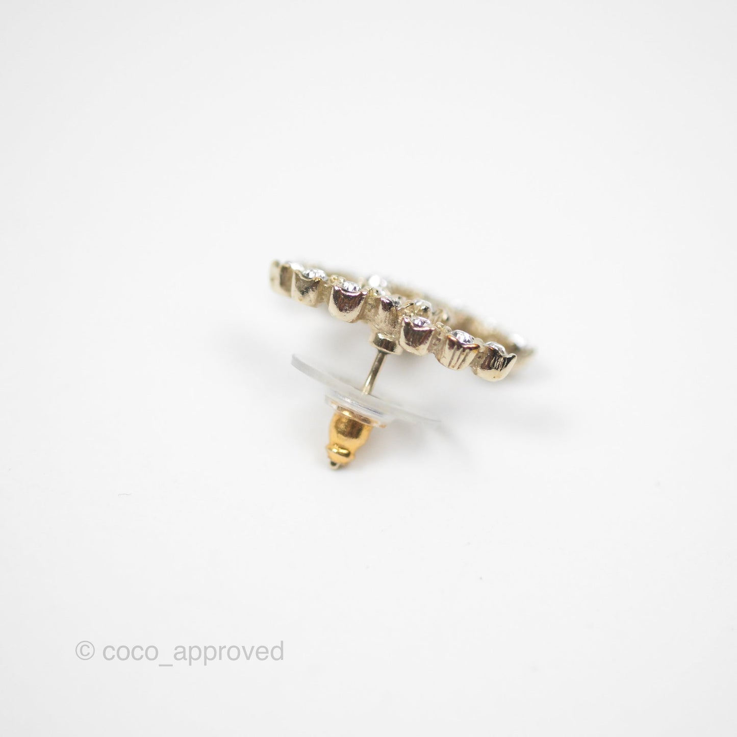 Chanel CC Crystal Earrings Gold Tone 20P