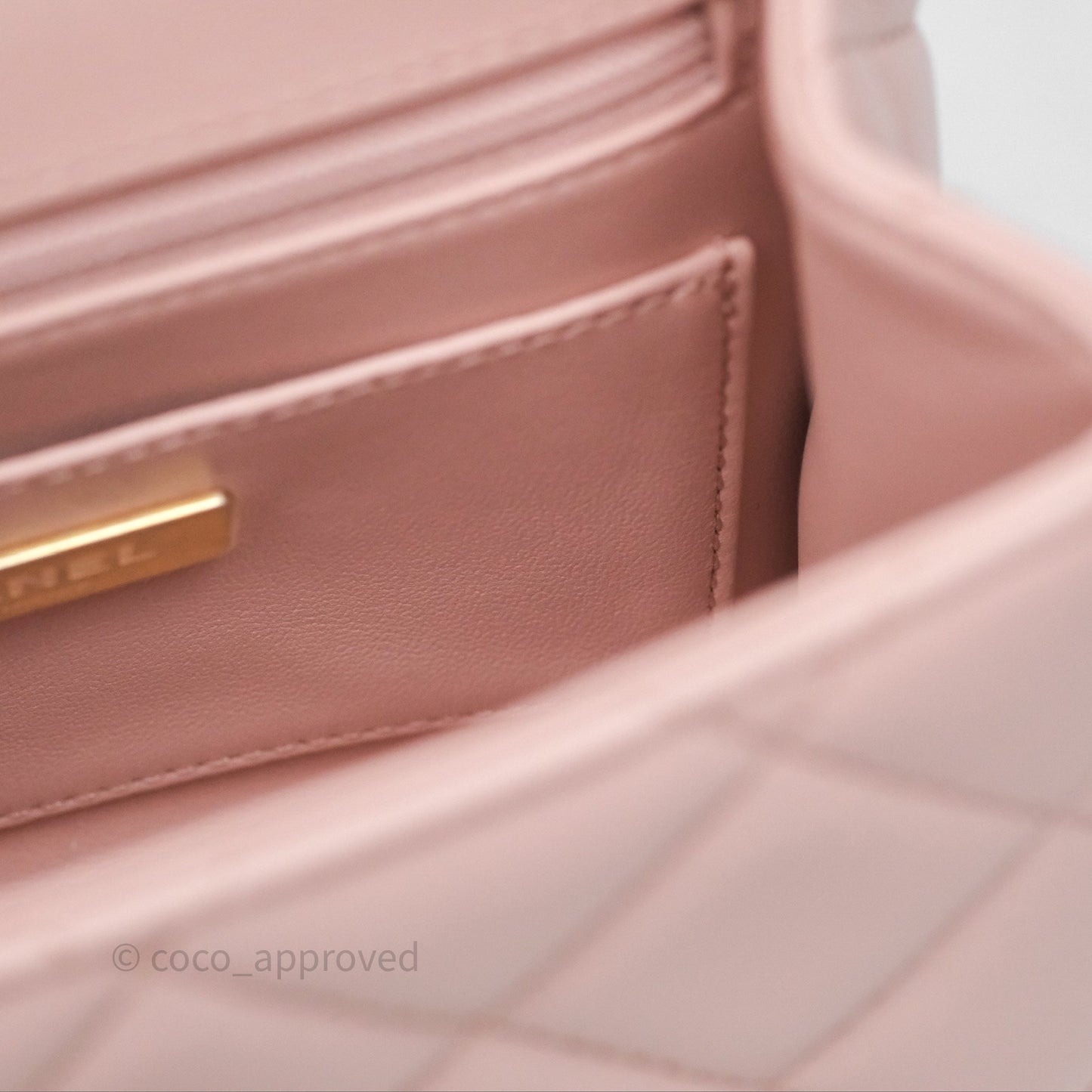 Chanel Top Handle Flap Bag Pink Lambskin Aged Gold Hardware 23S