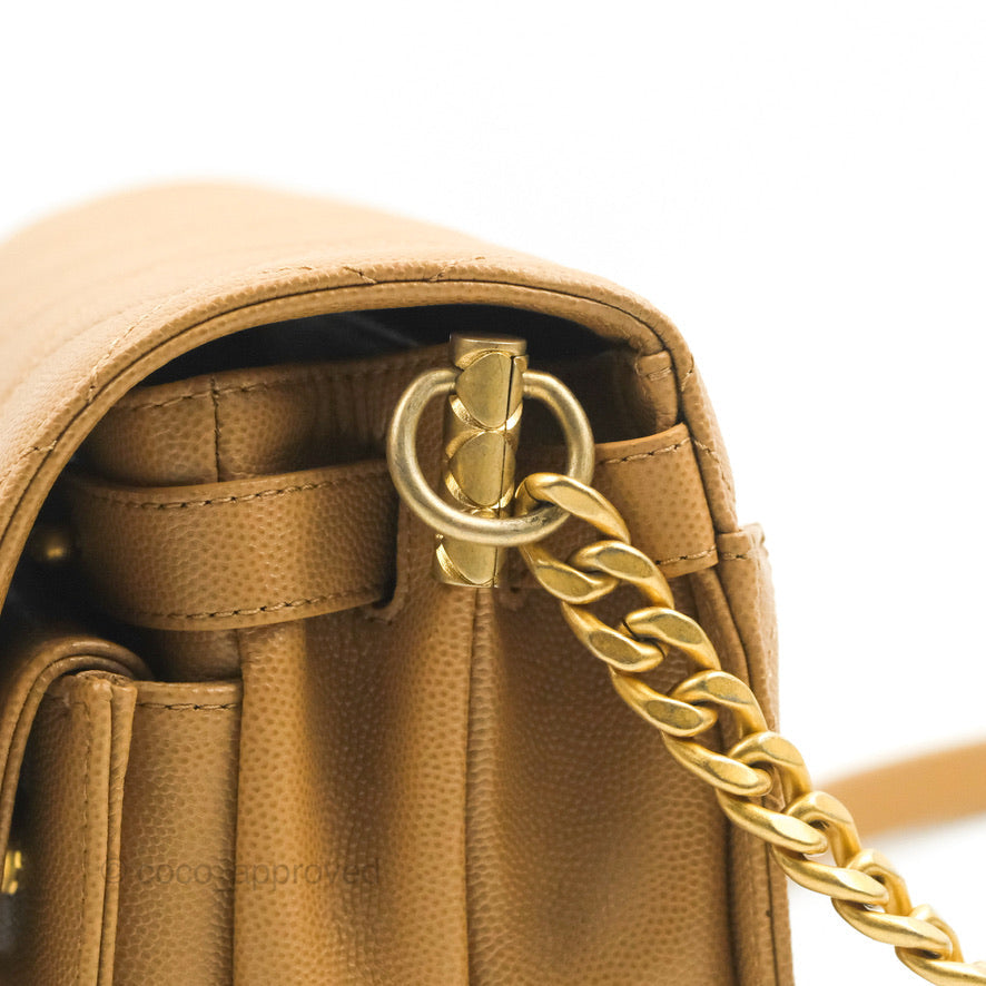 Chanel Mini Messenger Bag Beige Caviar Gold Hardware 21K