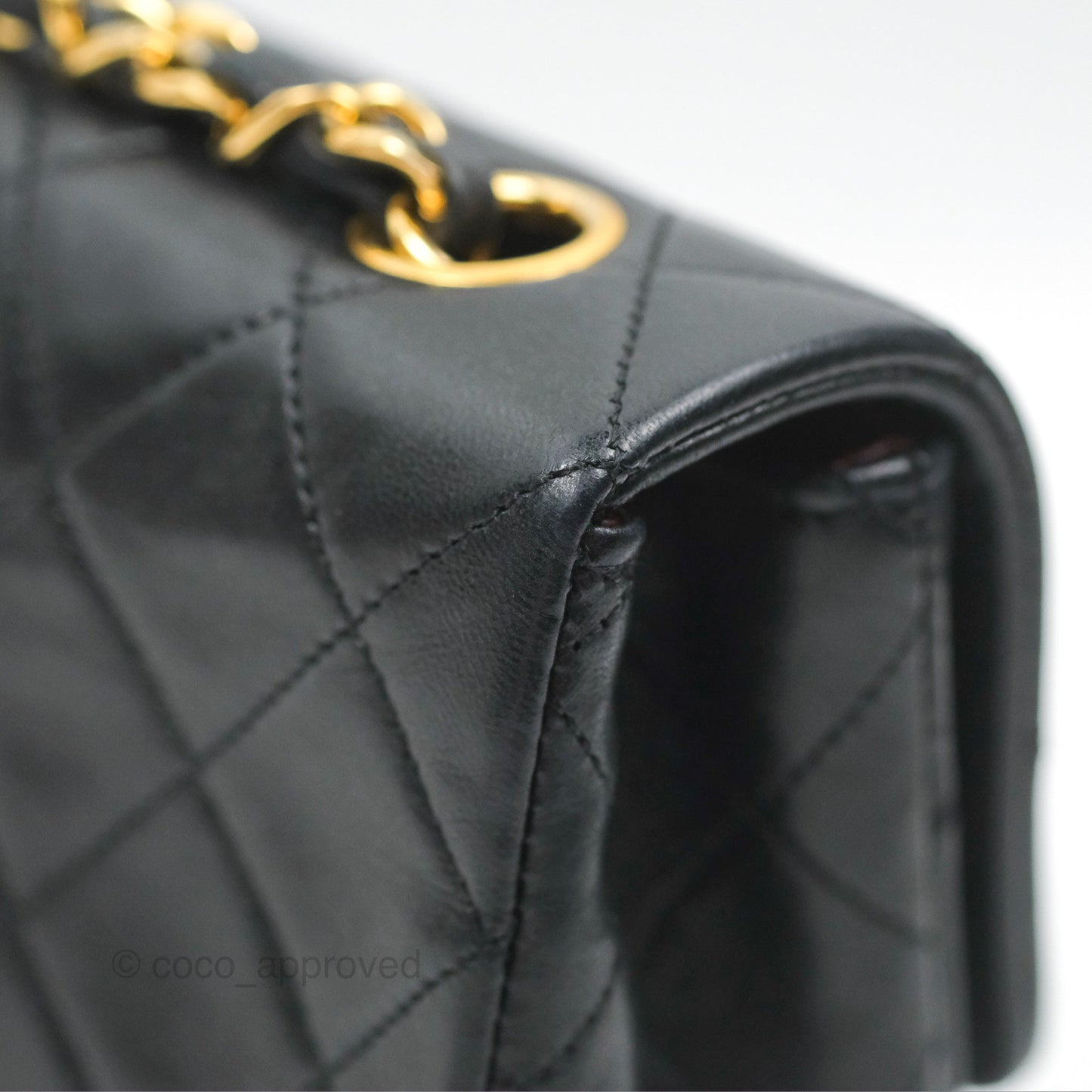 Chanel Vintage Square Flap Bag Black Lambskin 24K Gold Hardware