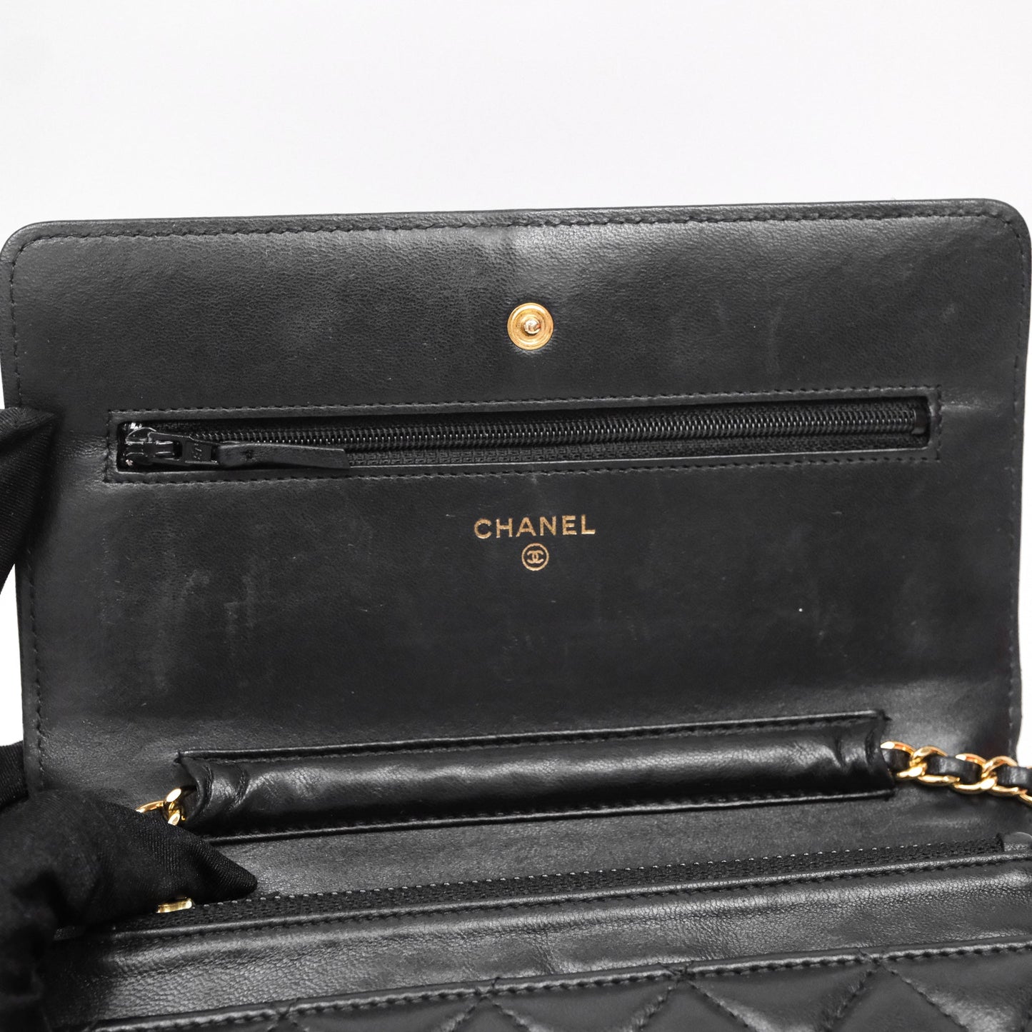 Chanel Classic WOC Wallet On Chain Quilted Black Lambskin Gold Hardware