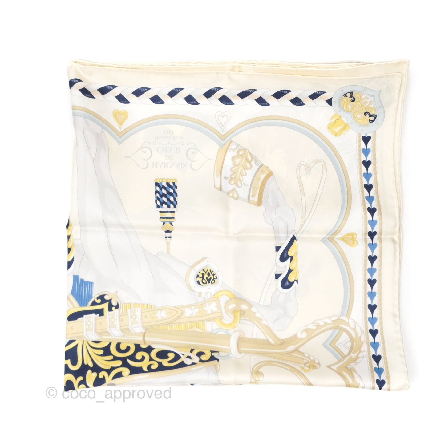 Hermès Harnais de Coeur Scarf 90