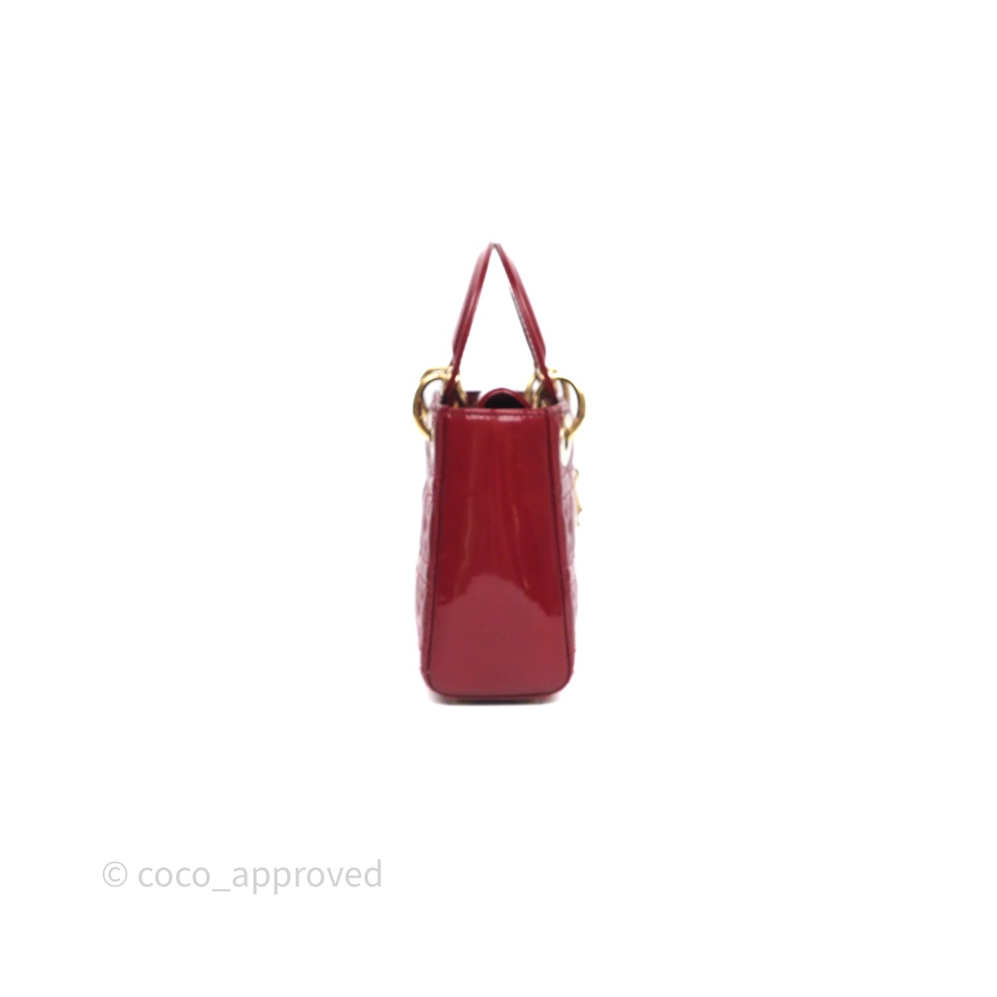 Christian Dior Mini Lady Dior Red Patent Cannage Gold Hardware