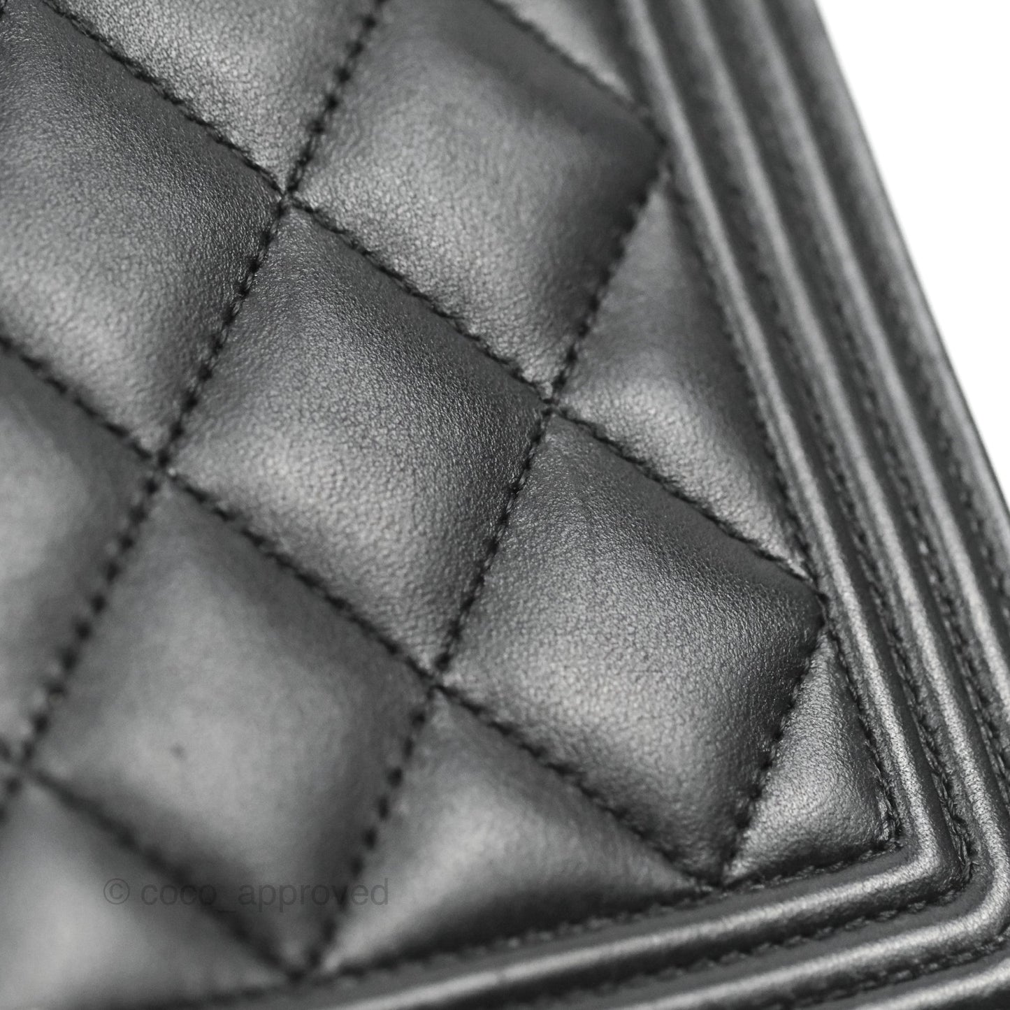 Chanel Quilted Boy Wallet on Chain WOC Black Lambskin Silver Hardware