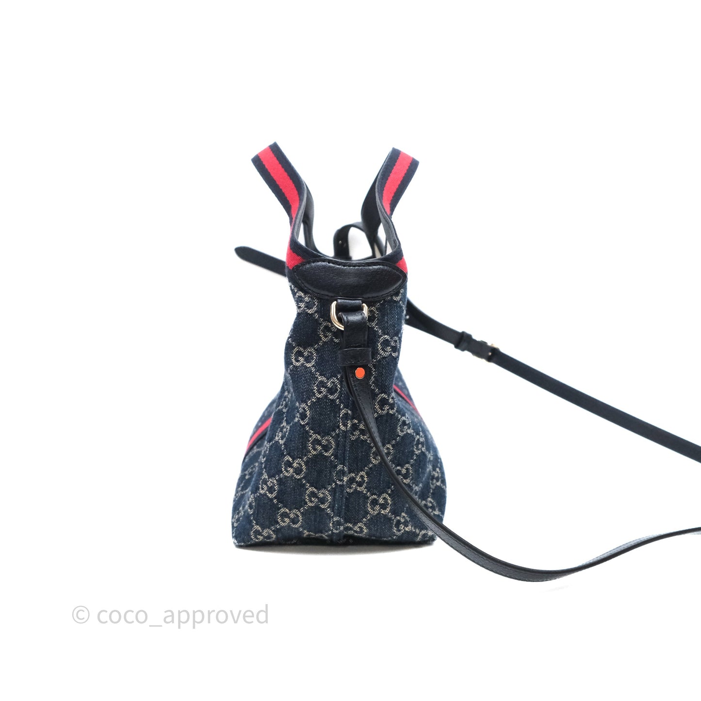 Gucci Giglio Small Tote Bag Blue and White GG Denim