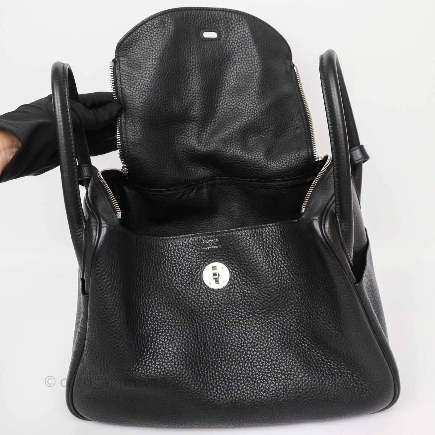 Hermès Lindy 30 Black Clemence Palladium Hardware