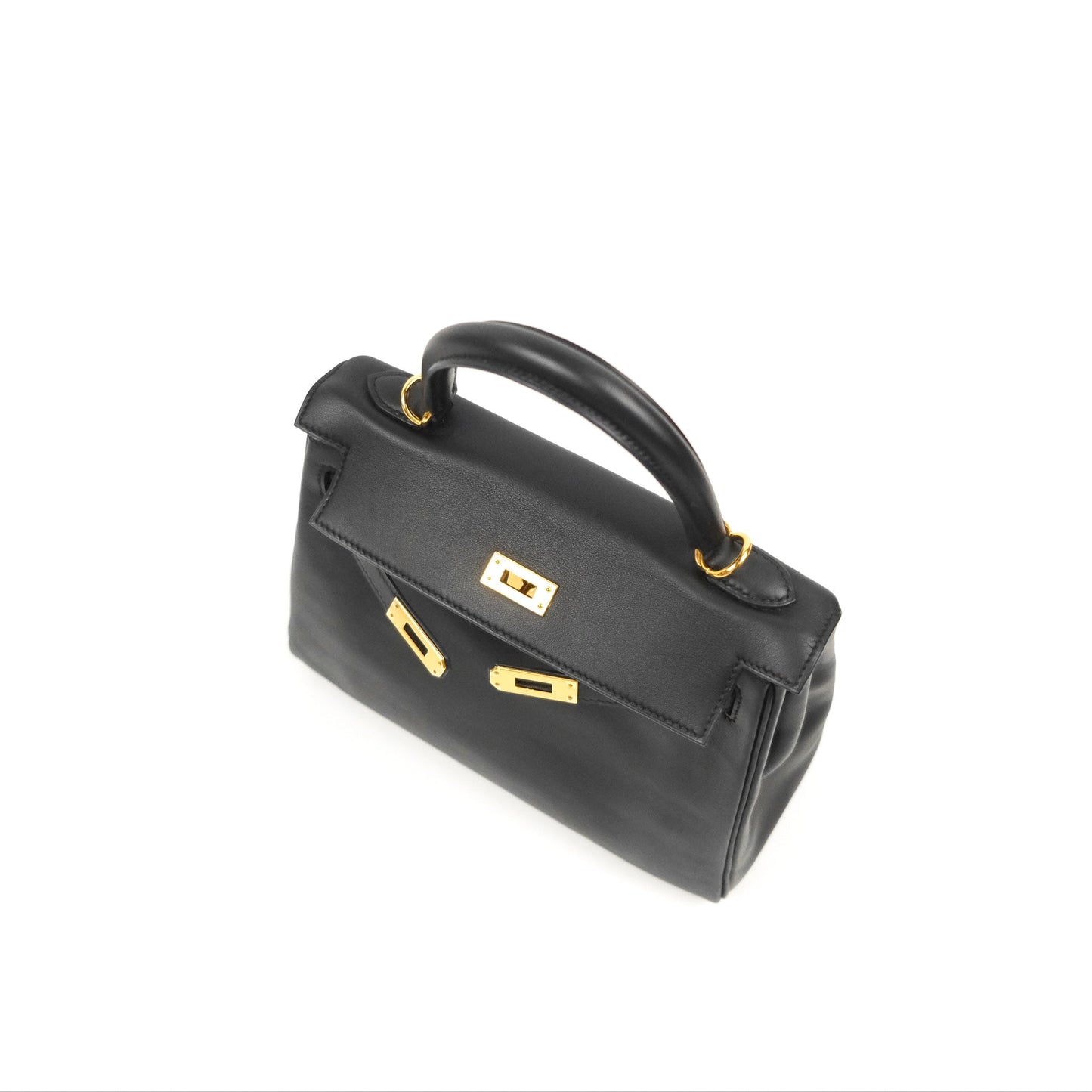 Hermès Retourne Kelly 25 Black Swift Gold Hardware