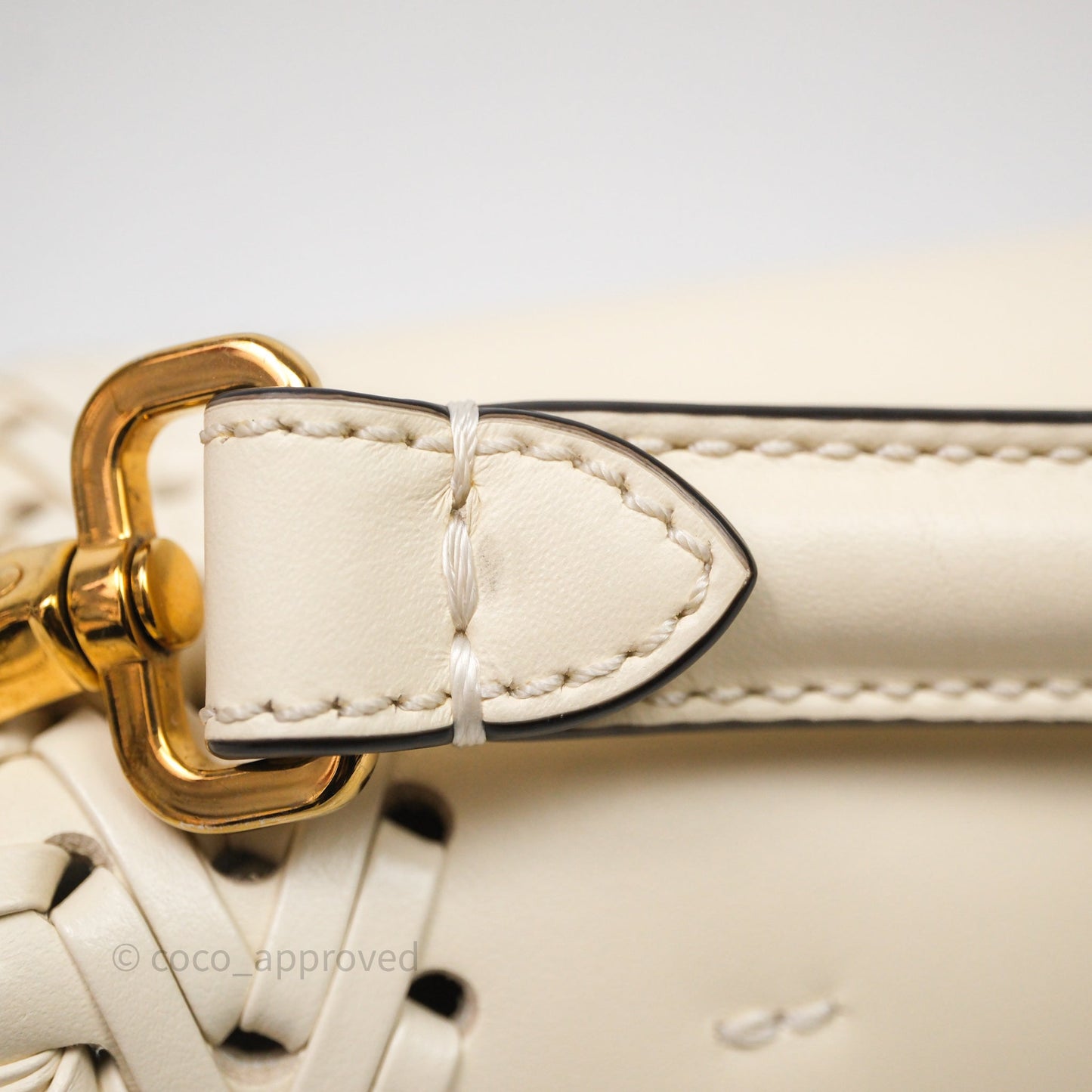 Fendi Braided Leather Baguette Bag Ivory Gold Hardware