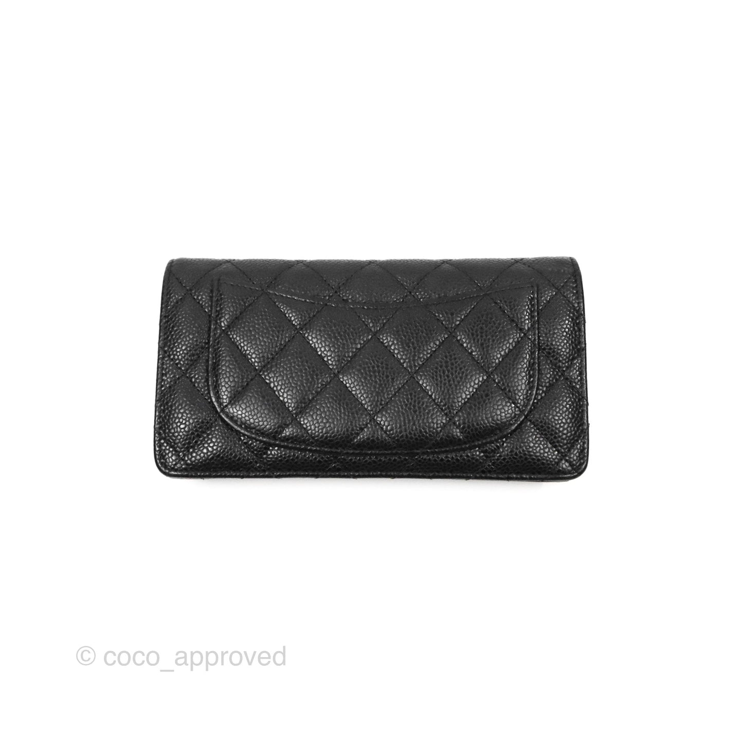 Chanel Classic Quilted Long Wallet Black Caviar Gold Hardware