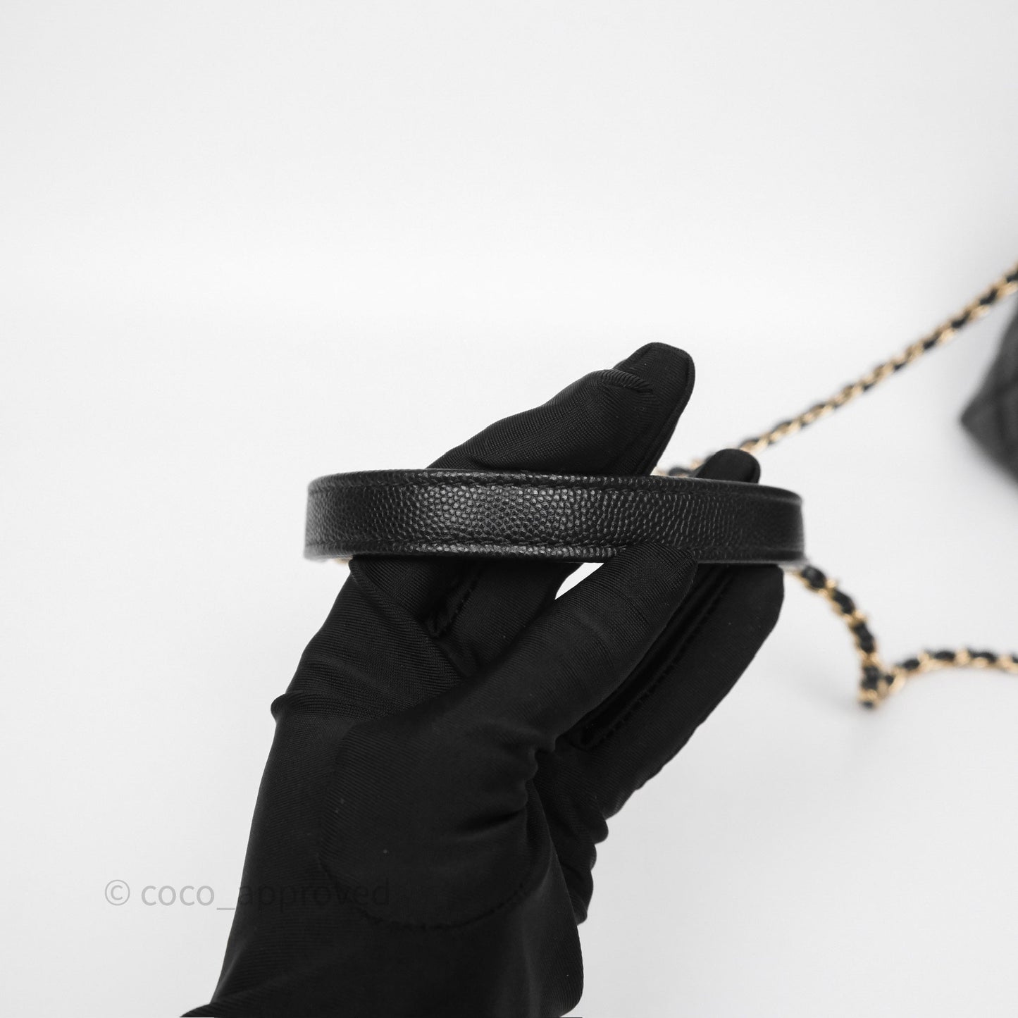 Chanel Small Coco Handle Quilted Black Caviar Gold Hardware Lizard Handle
