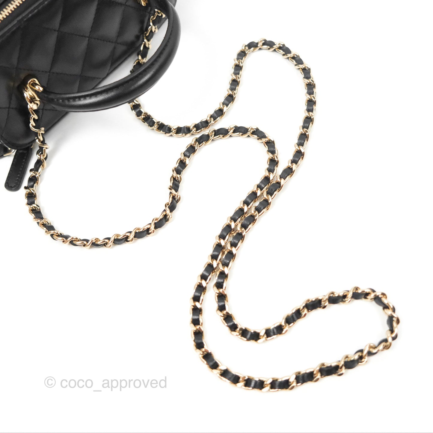 Chanel Vanity Rectangular Top Handle Black Lambskin Gold Hardware