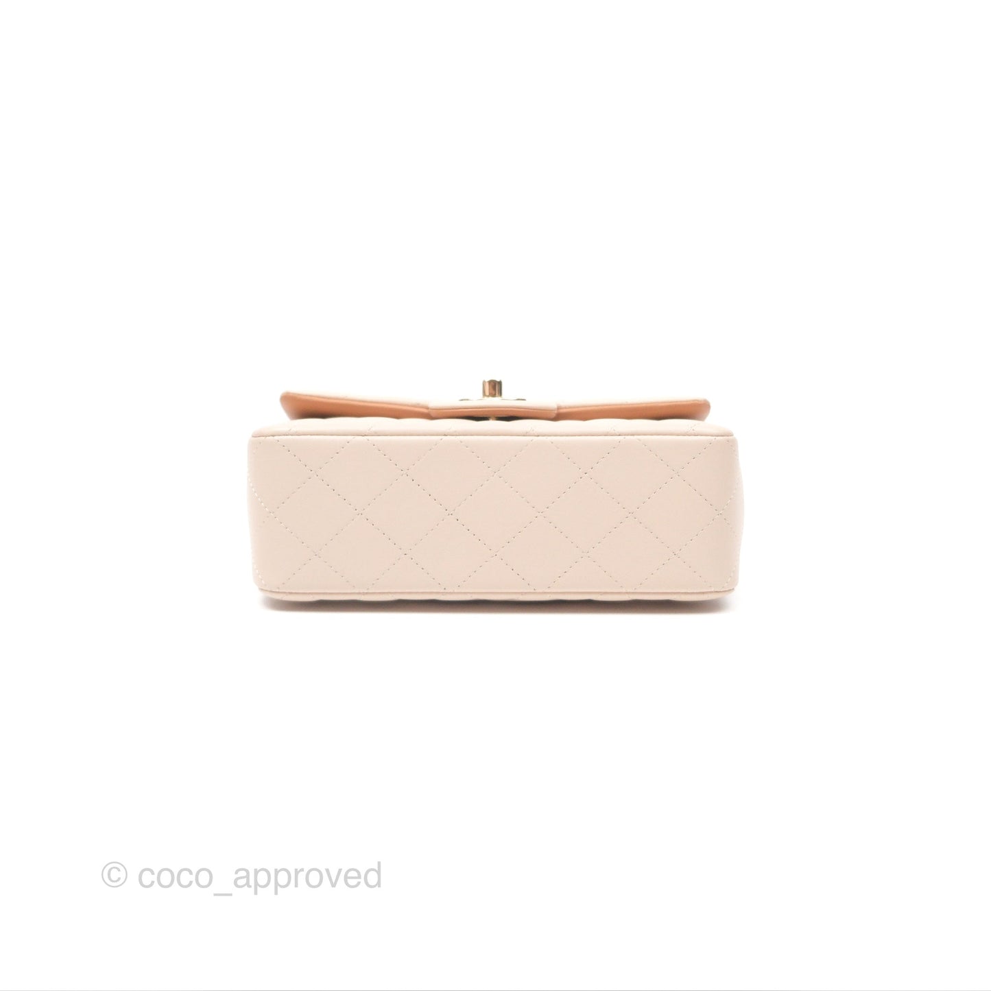 Chanel Top Handle Mini Rectangular Flap Bag Ecru/Beige Lambskin Gold Hardware 23P
